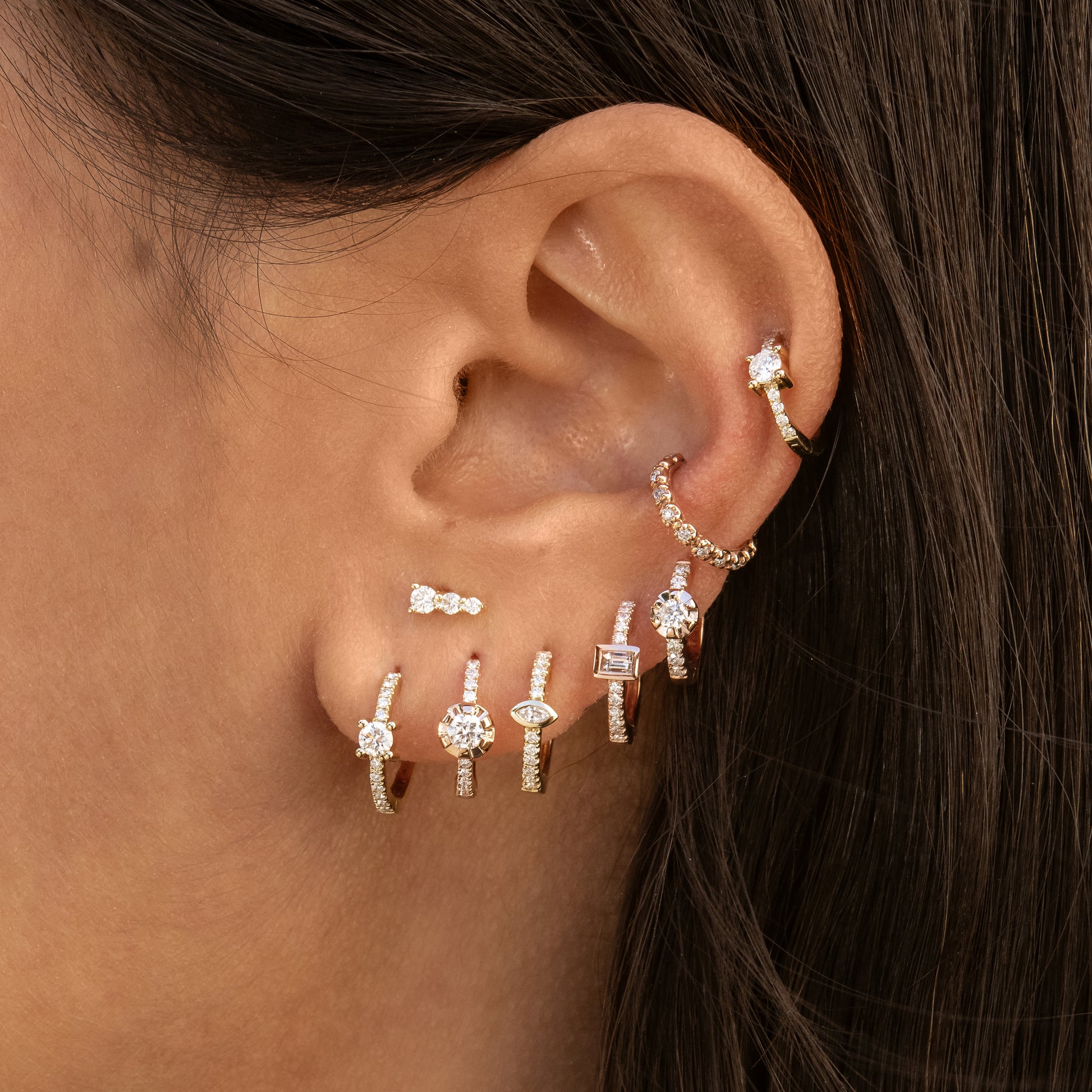 Marquise Diamond Pave Mini Hoop