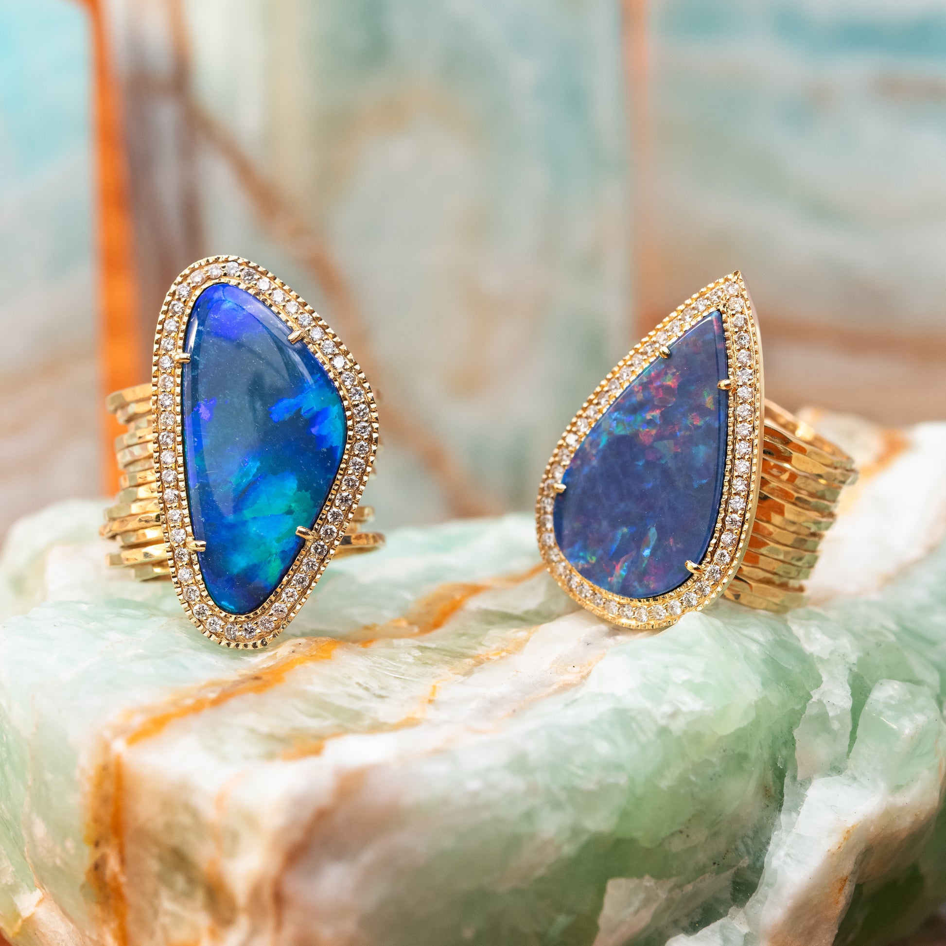 Pave Opal Teardrop Multi Waif Ring