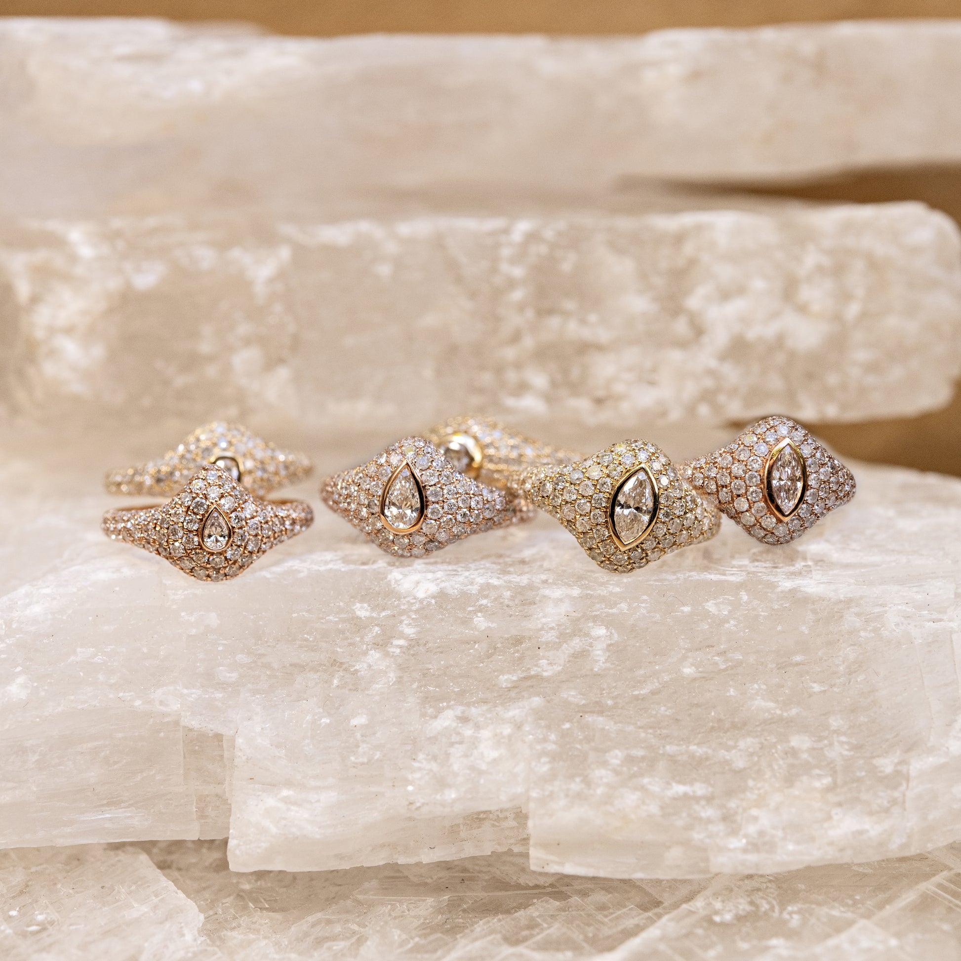 Large Marquise Diamond Pave Signet Ring