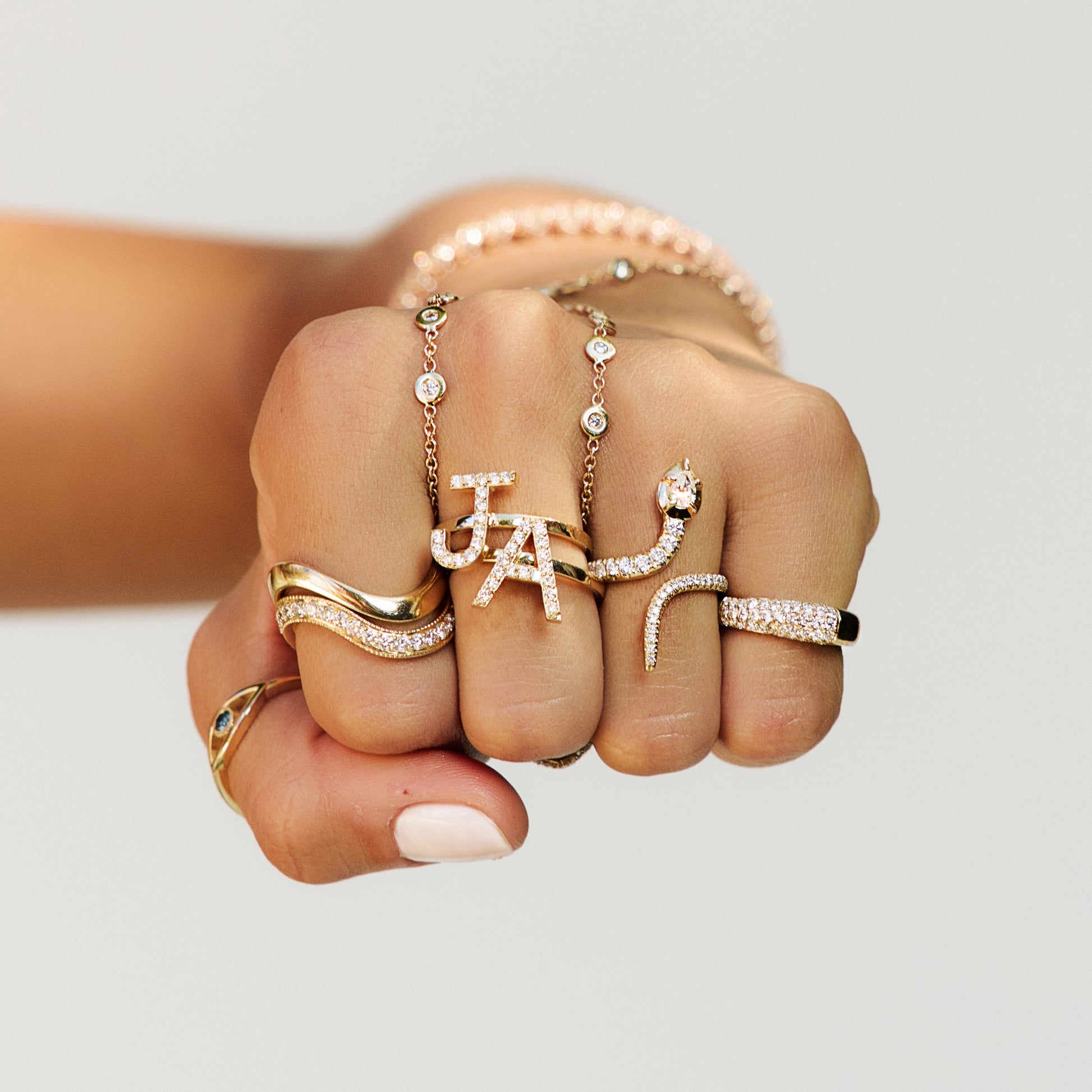 Pave Diamond Multi Wave Ring