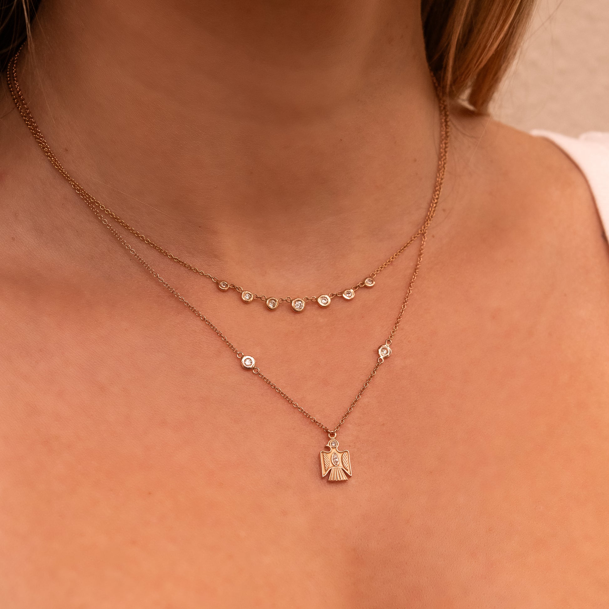 Tiny Marquise Diamond Center Thunderbird Necklace