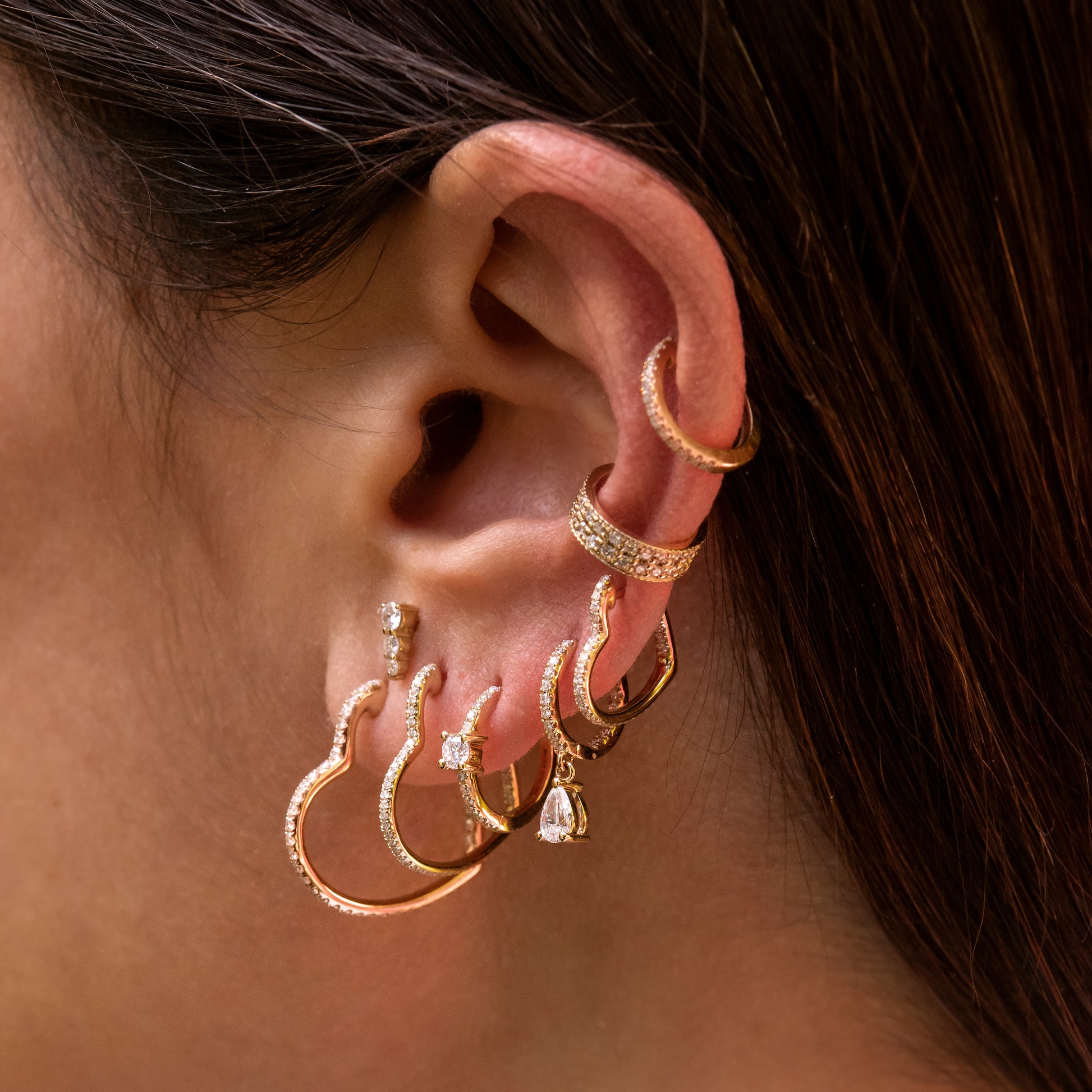 PRONG PAVE DIAMOND MINI HOOP