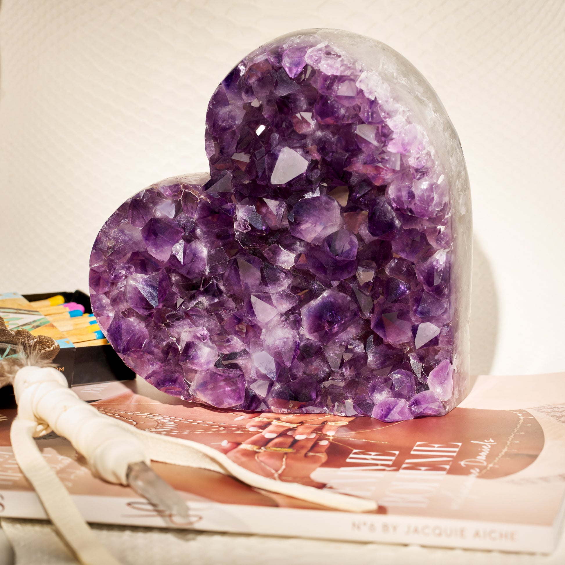 Purple Amethyst Cluster Heart