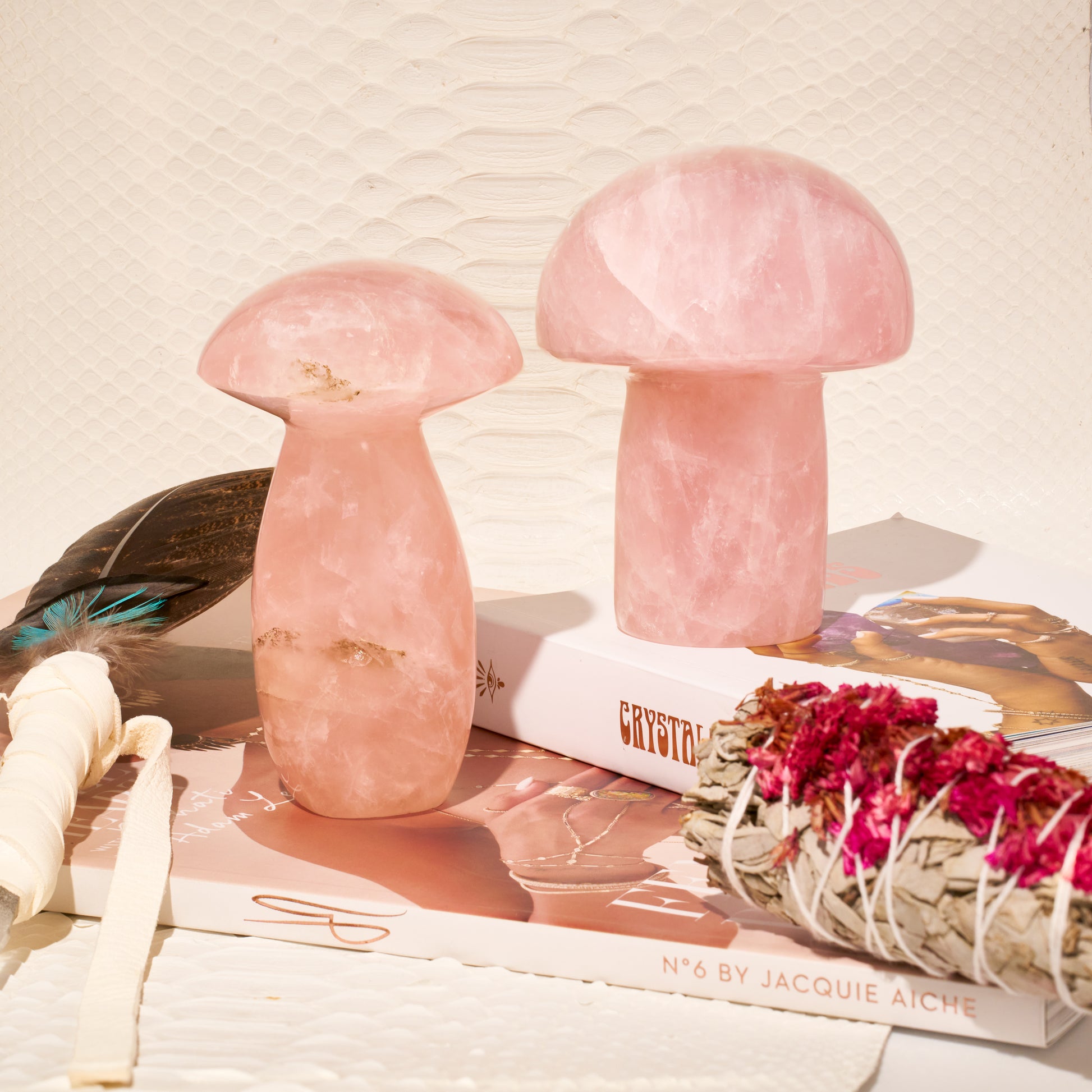 Rose Quartz Mushroom Set