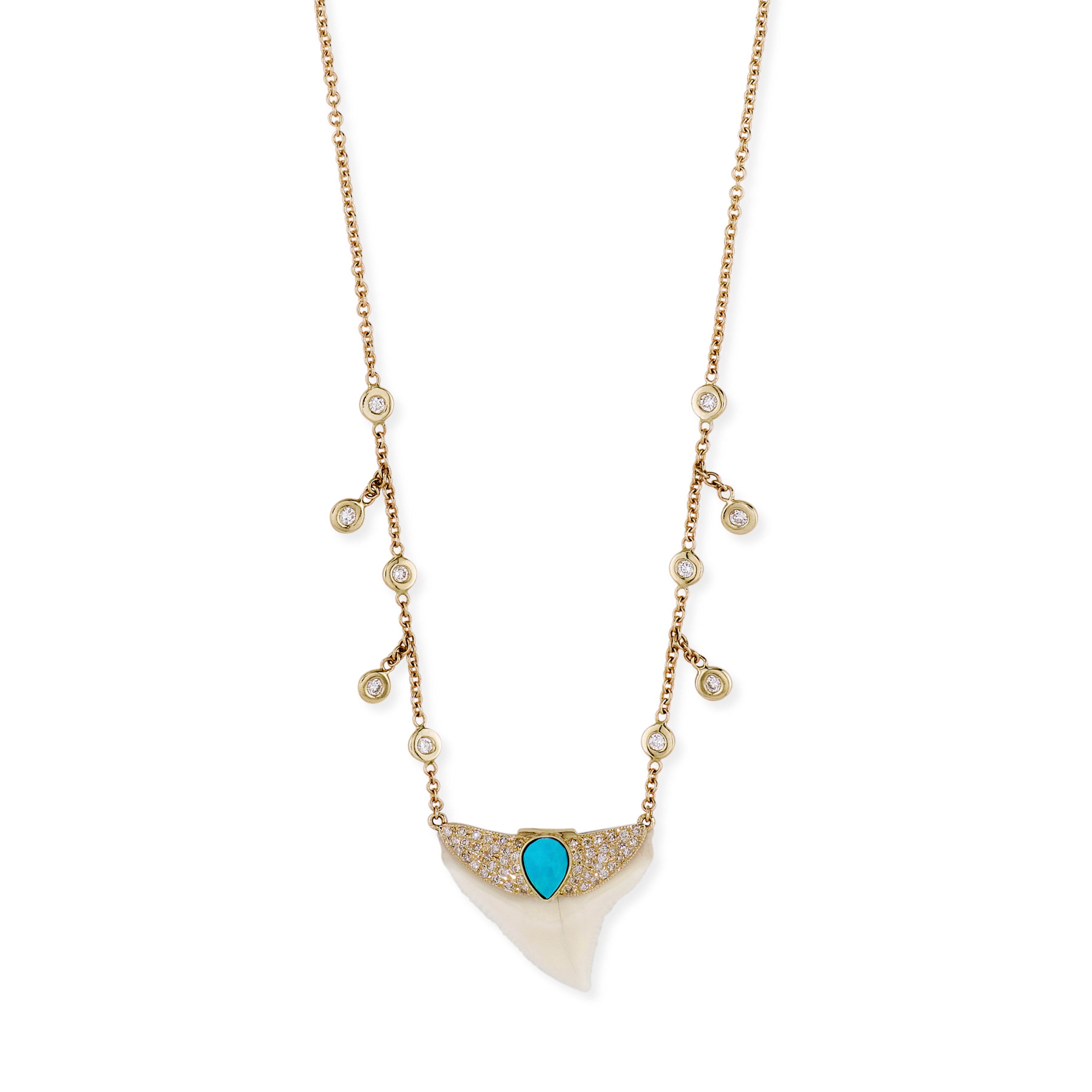 Turquoise Shark Tooth Diamond Shaker Necklace – Jacquie Aiche