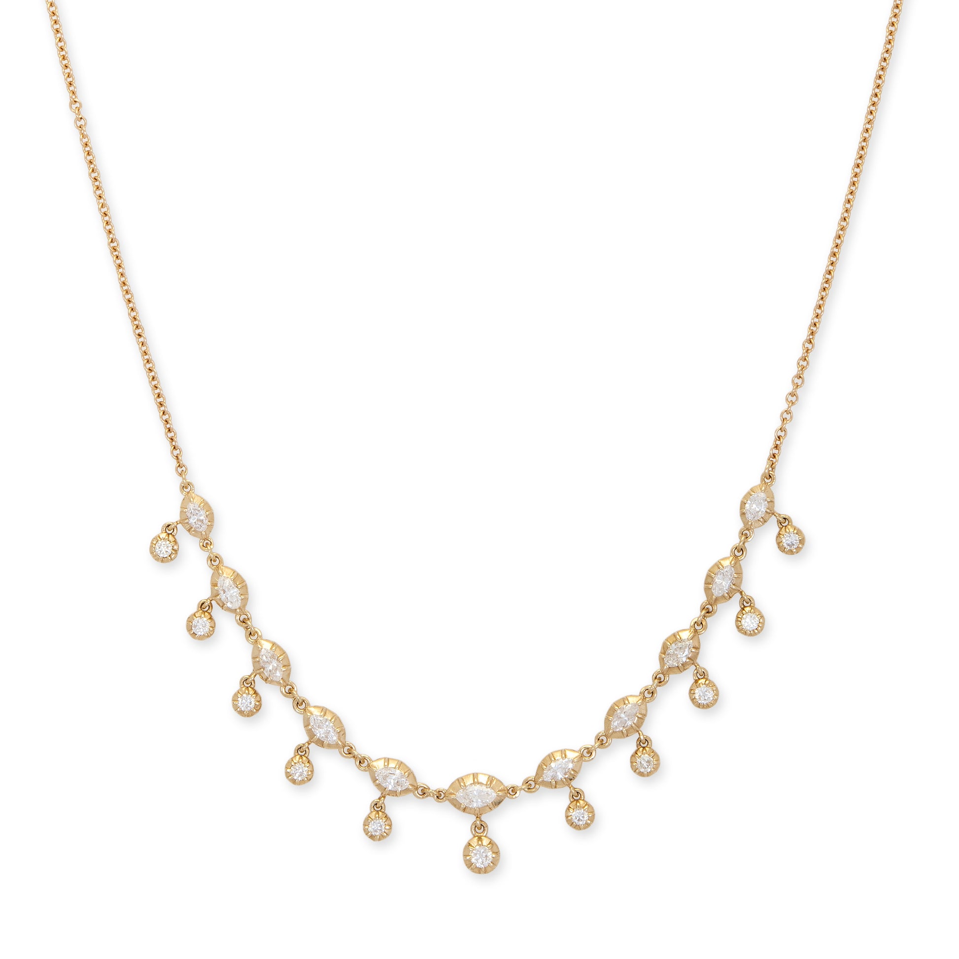 Graduated Round + Marquise Diamond Sophia Shaker Necklace