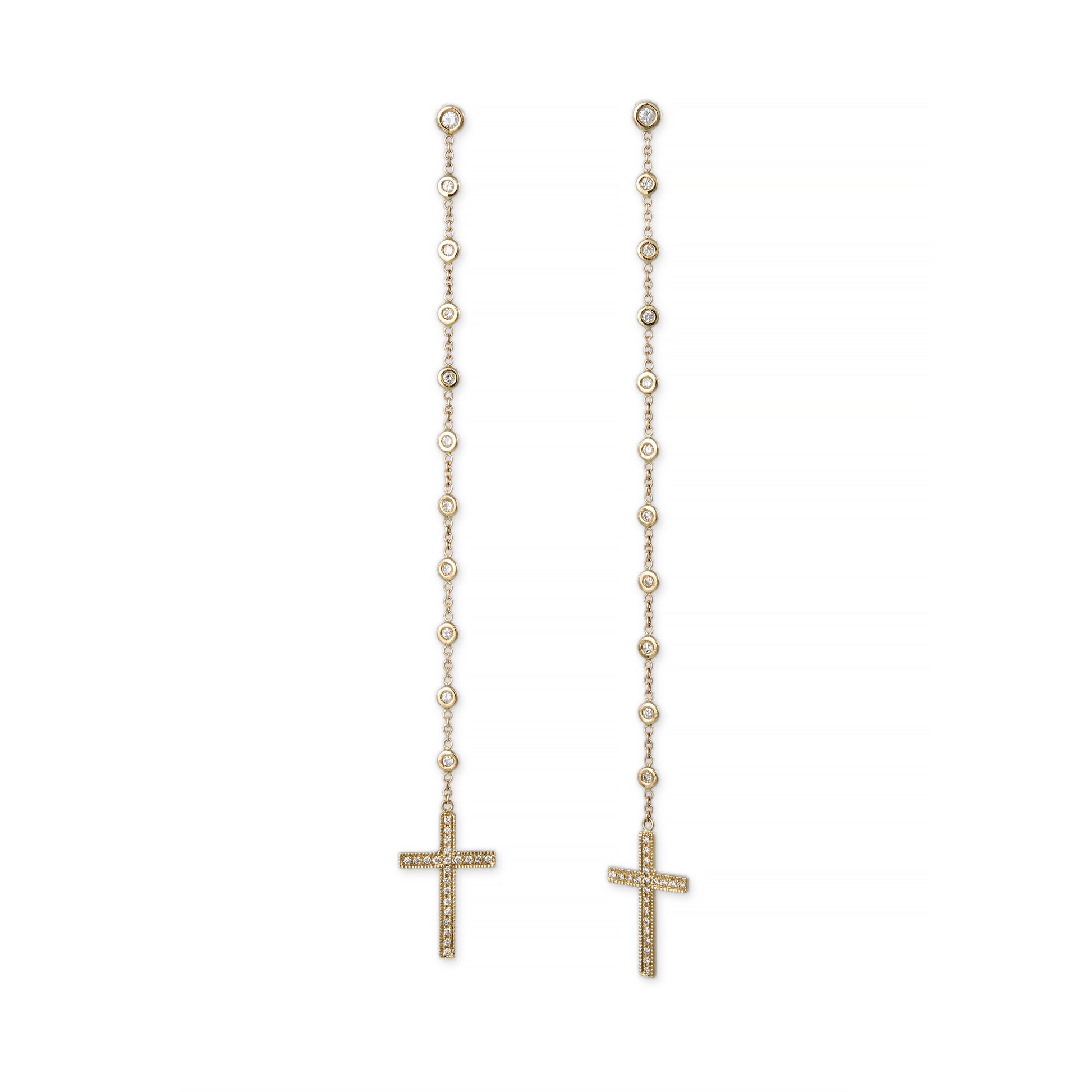 11 DIAMOND + PAVE CROSS DROP STUD
