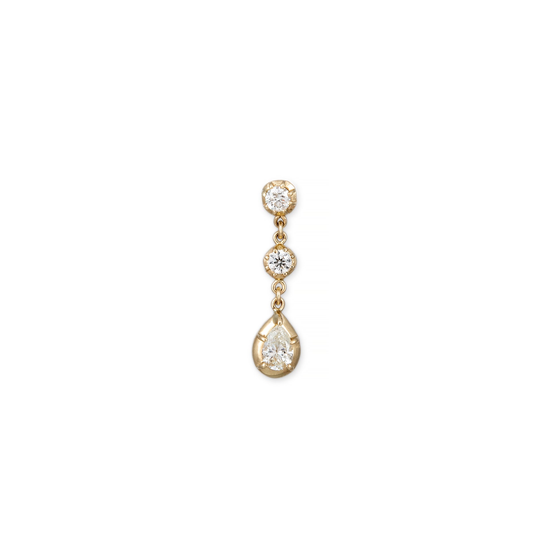 Sophia 2 Round + Teardrop Diamond Drop Stud