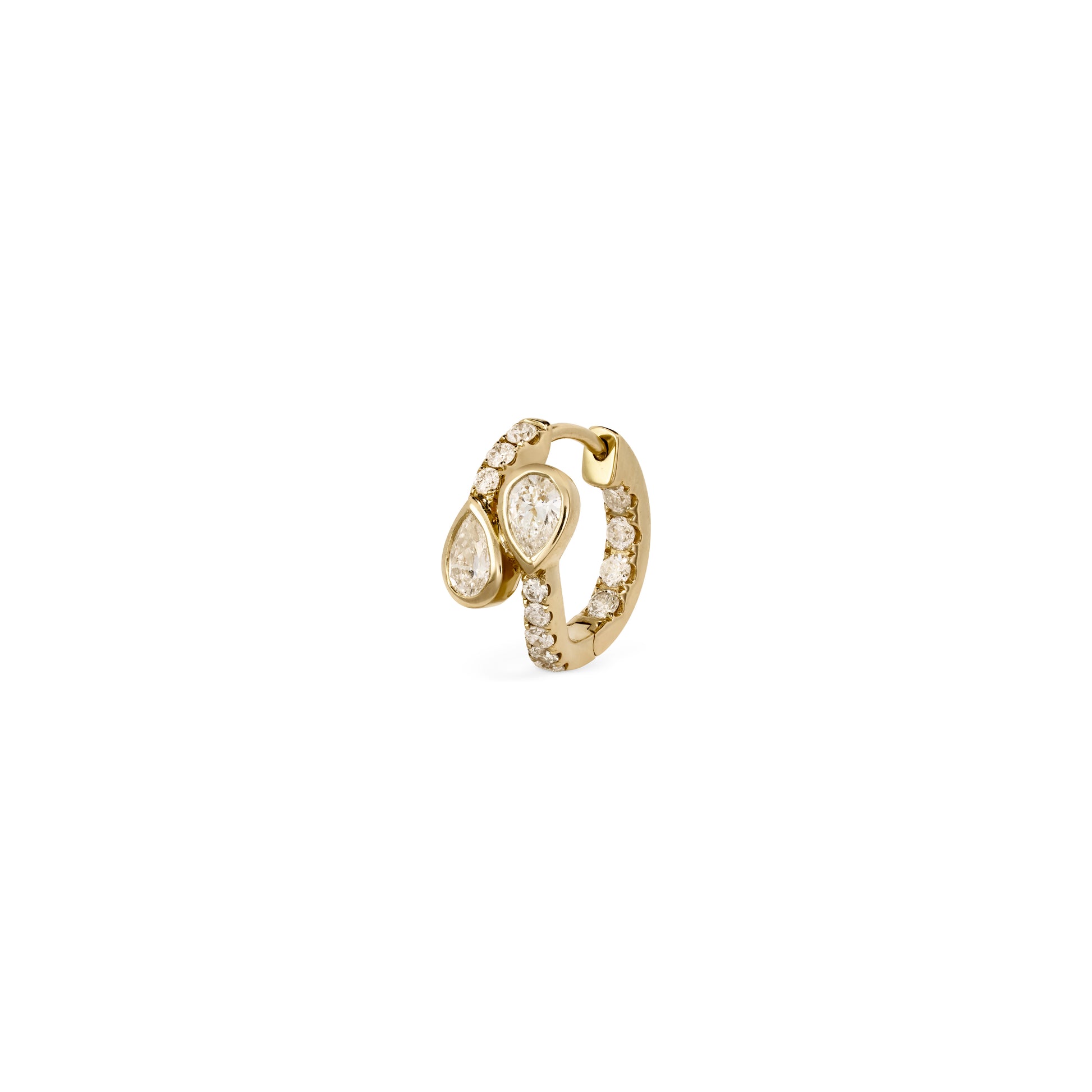 Double Teardrop Diamond + Pave Inside Out Mini Hoop