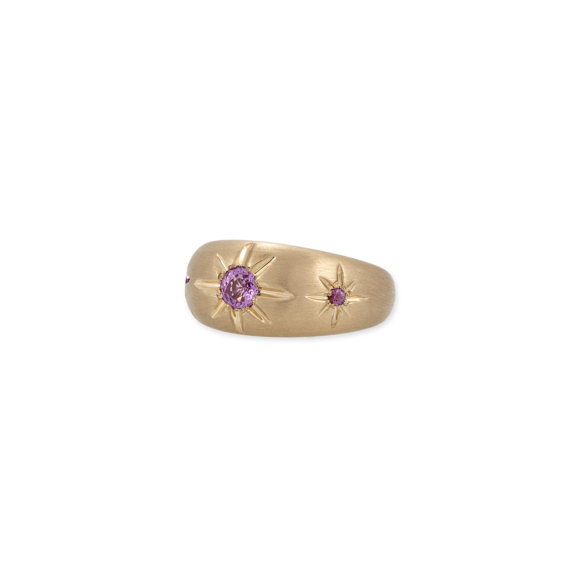 Triple Pink Sapphire Starburst Dome Ring