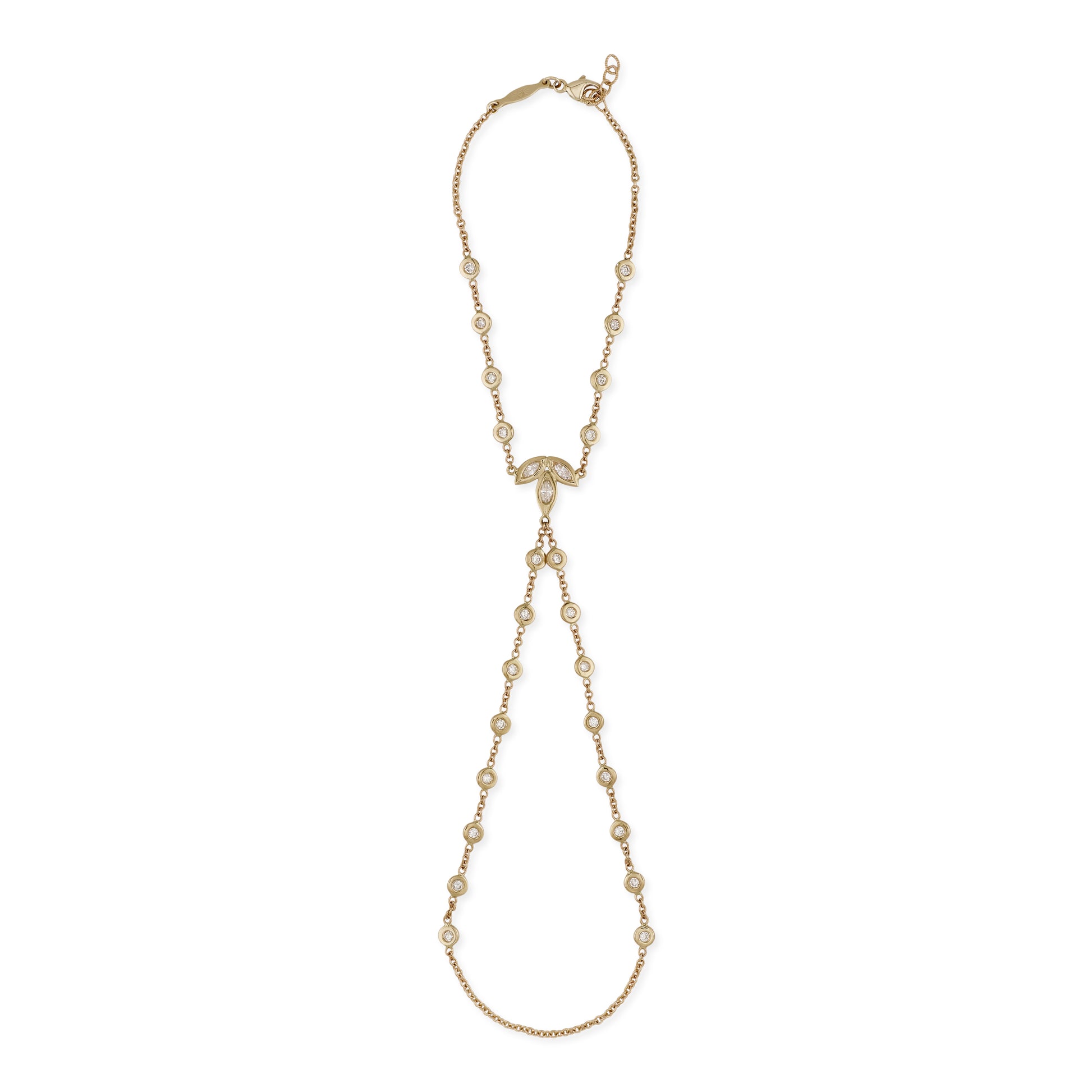 Marquise Diamond Double Stem Finger Bracelet