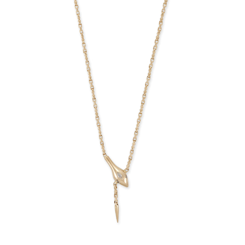 MARQUISE DIAMOND SNAKE HEAD ROLO CHAIN SHORT Y NECKLACE