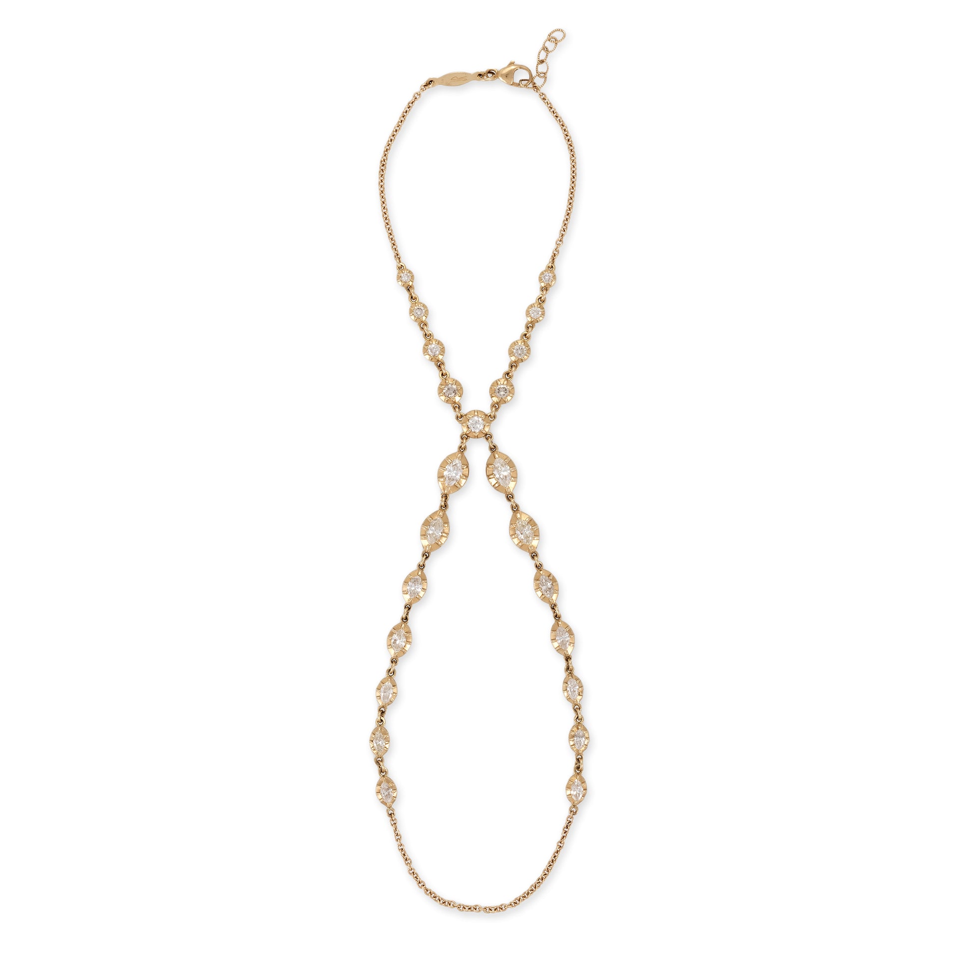 Graduated Marquise + Round Sophia Diamond Double Stem Finger Bracelet