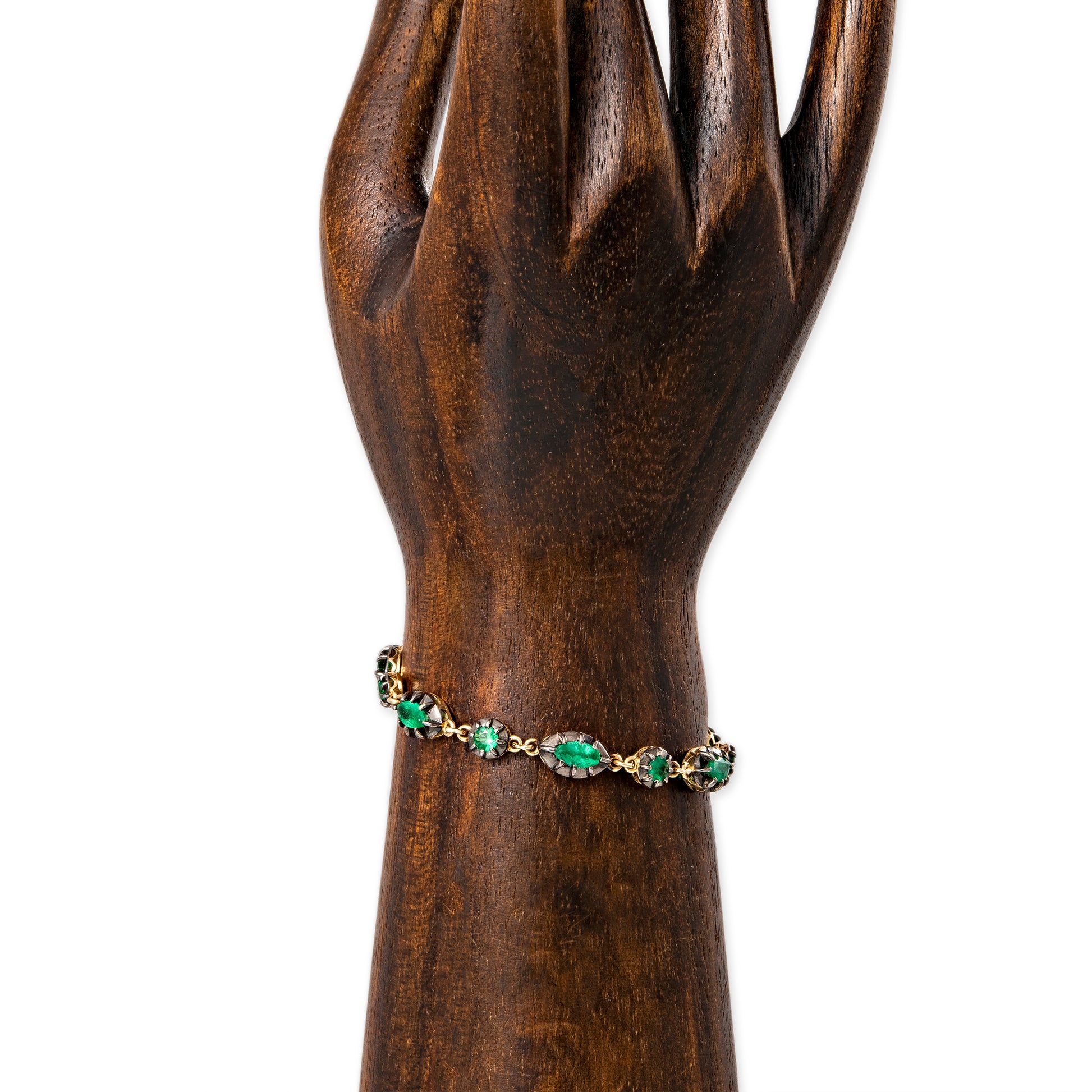 Black Rhodium Graduated Marquise + Round Sophia Emerald Bracelet