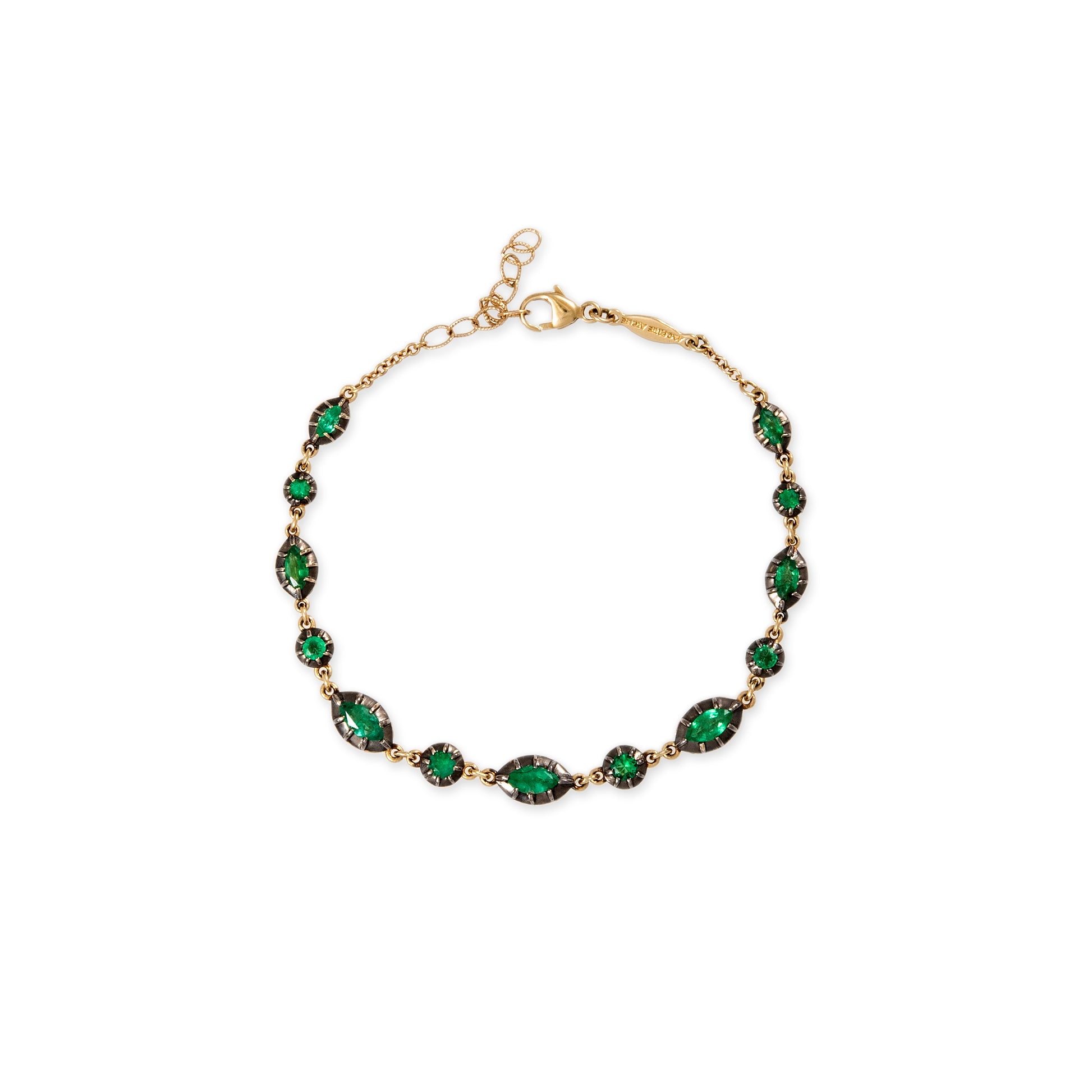 Black Rhodium Graduated Marquise + Round Sophia Emerald Bracelet
