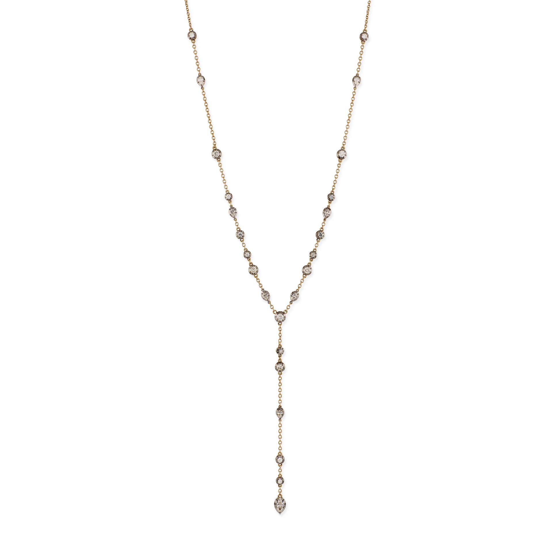 Sophia Round + Teardrop Diamond Y Necklace