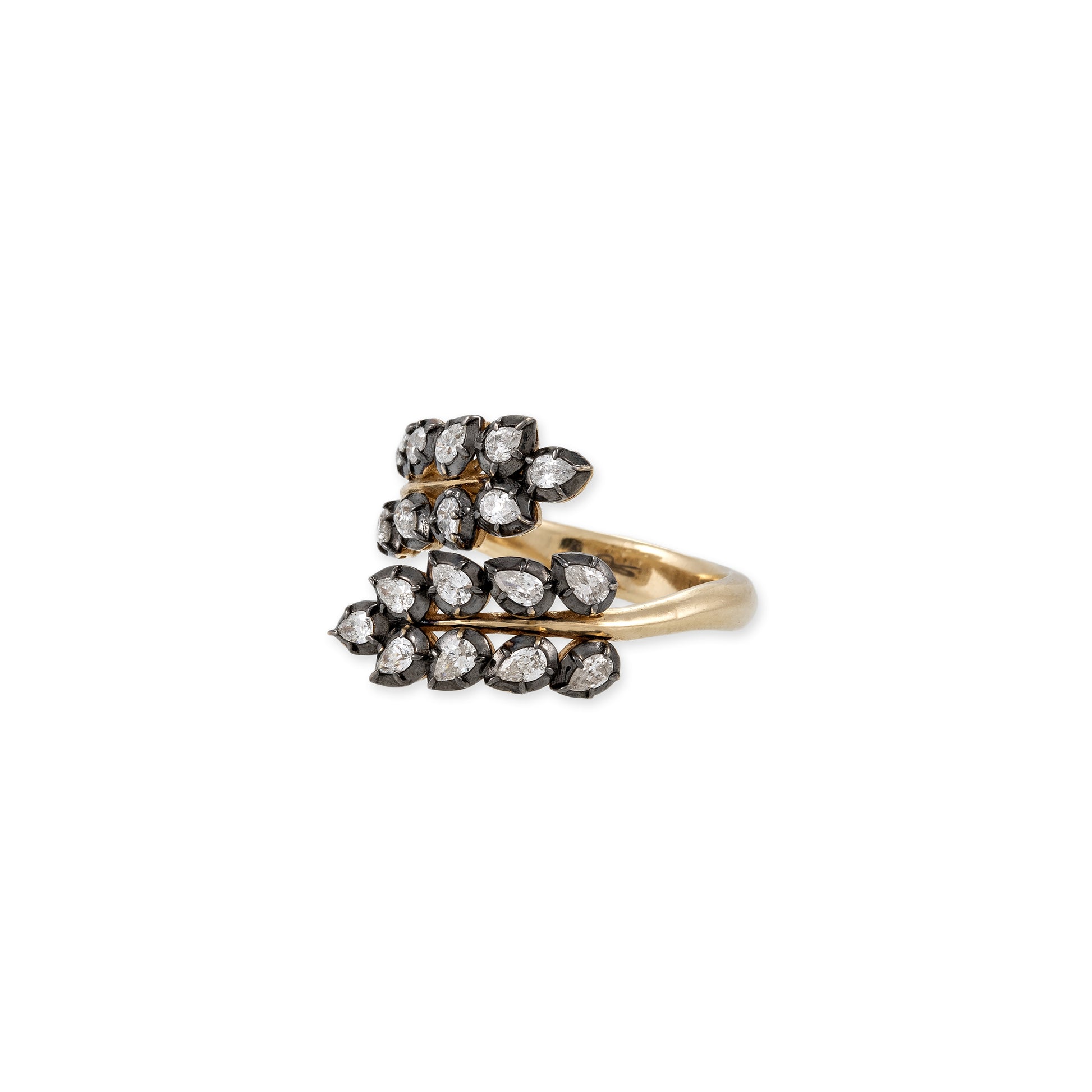 Black Rhodium Graduated Sophia Teardrop Diamond Vine Ring