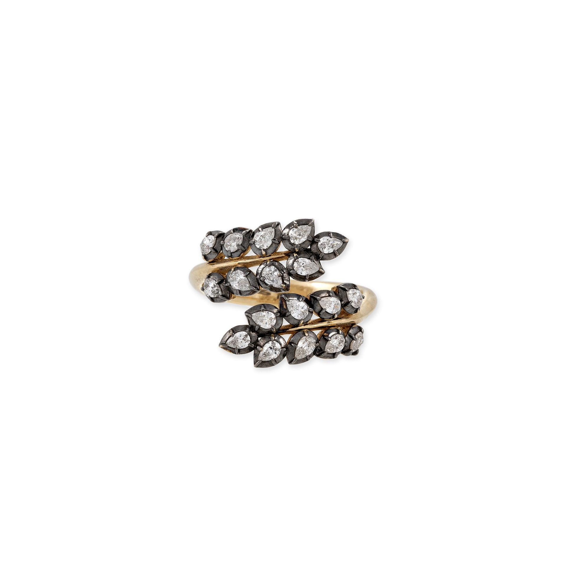Black Rhodium Graduated Sophia Teardrop Diamond Vine Ring