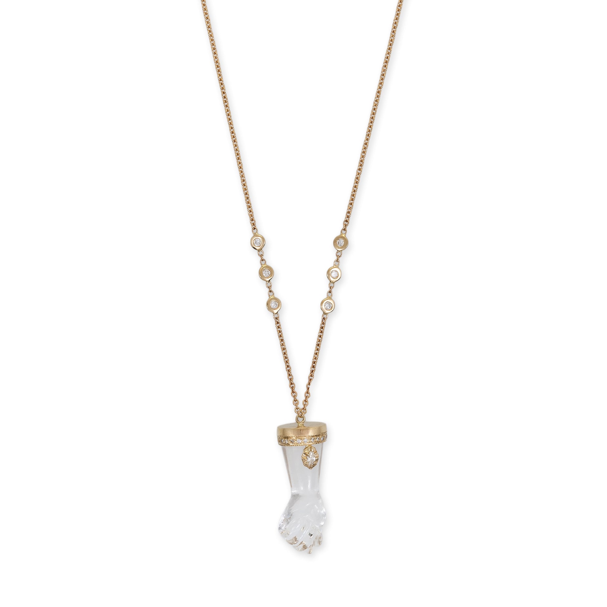 PAVE SOPHIA DIAMOND CLEAR QUARTZ FIGA NECKLACE