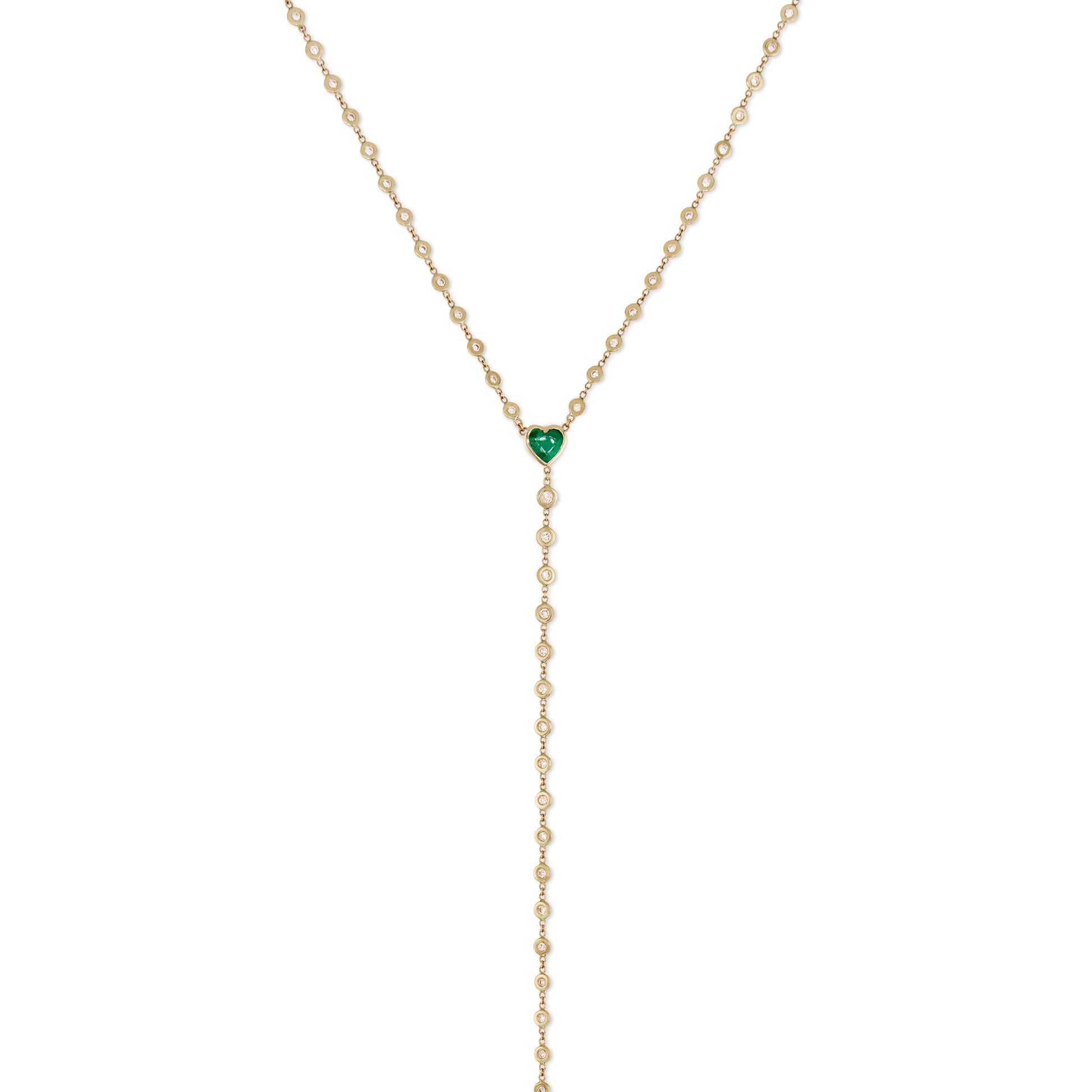Emerald Heart Diamond Y Necklace