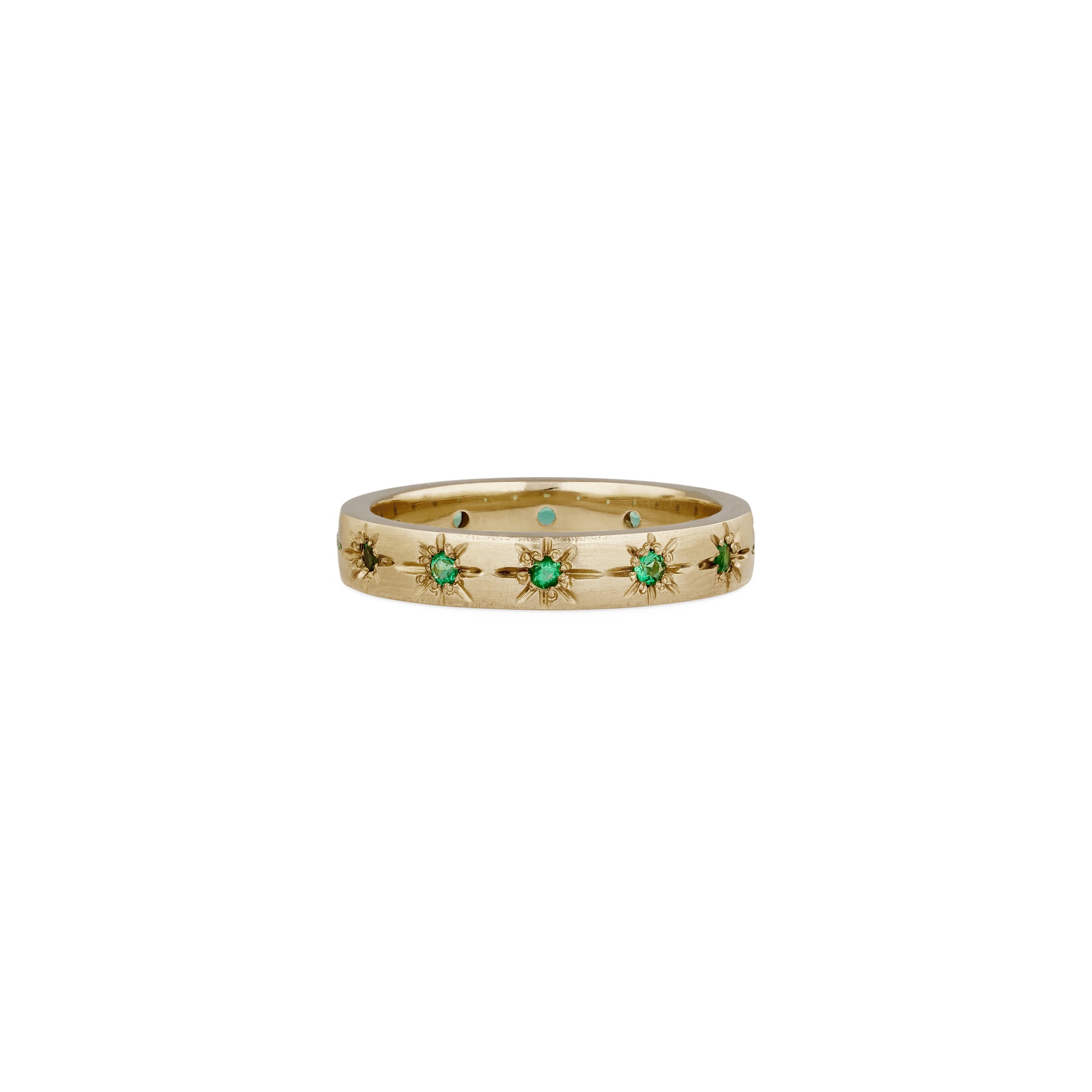 Emerald Starburst Eternity Band Ring
