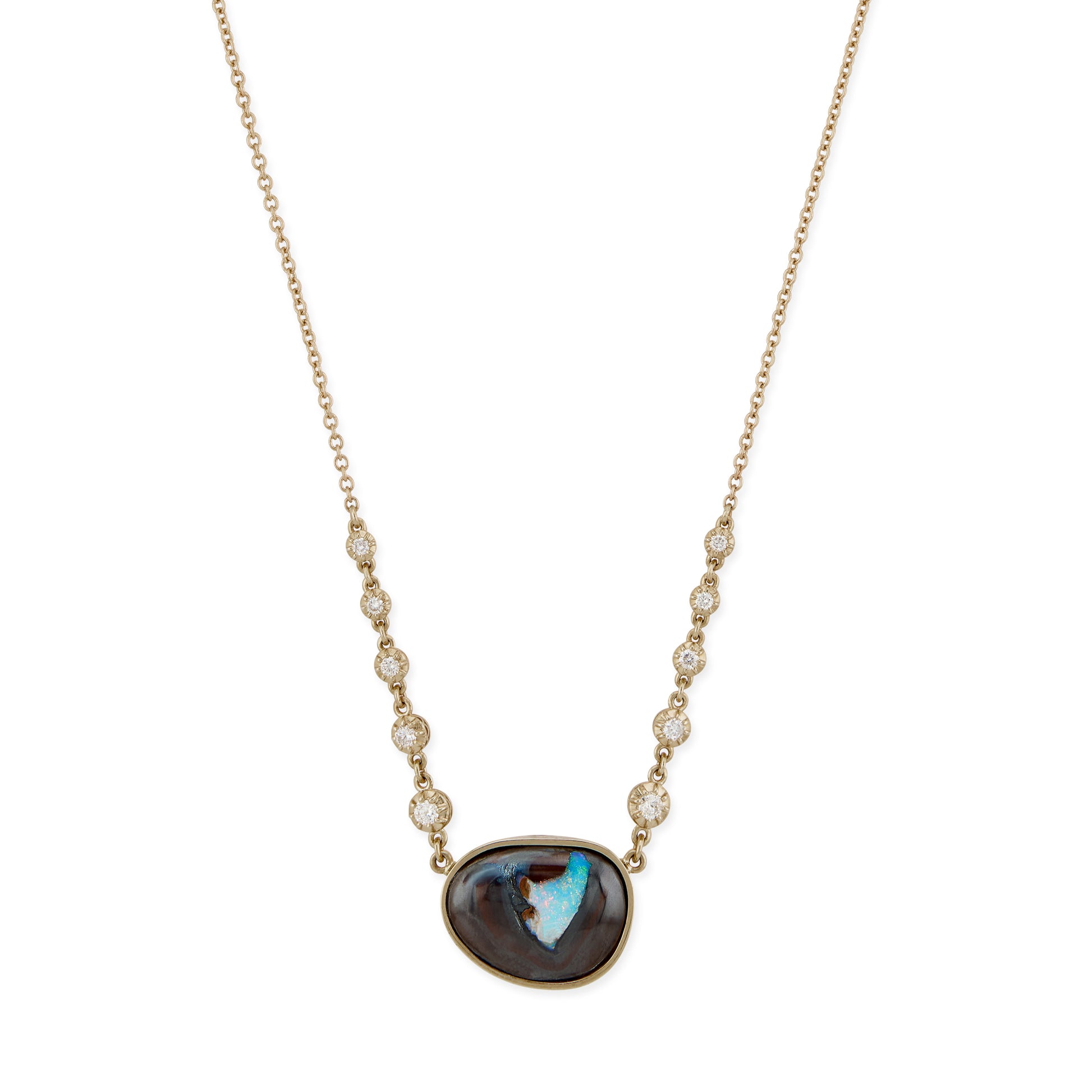 Freeform Koroit Opal 10 Sophia Diamond Necklace