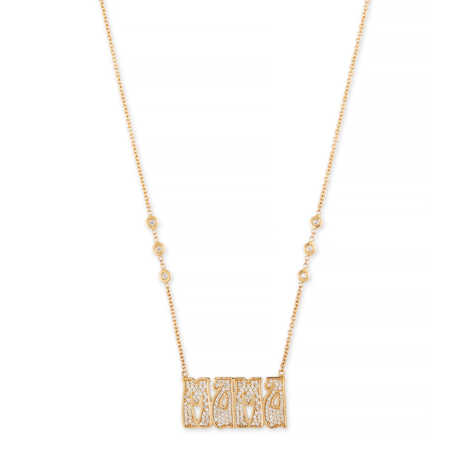 Pave Diamond Large "Mama" Necklace
