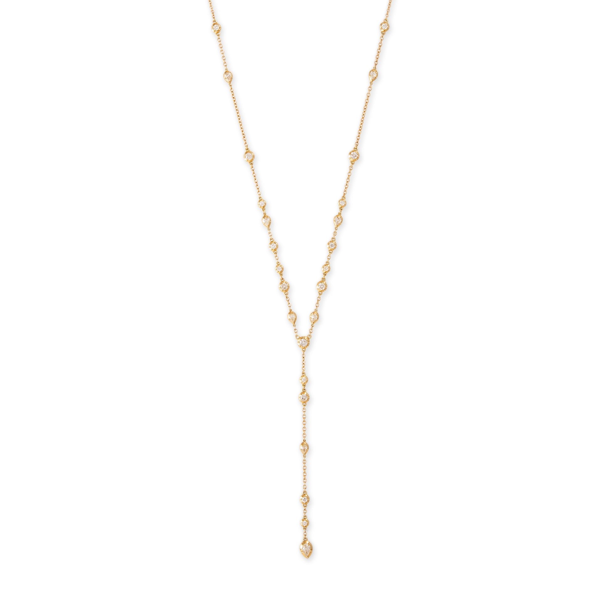 Sophia Round + Teardrop Diamond Y Necklace