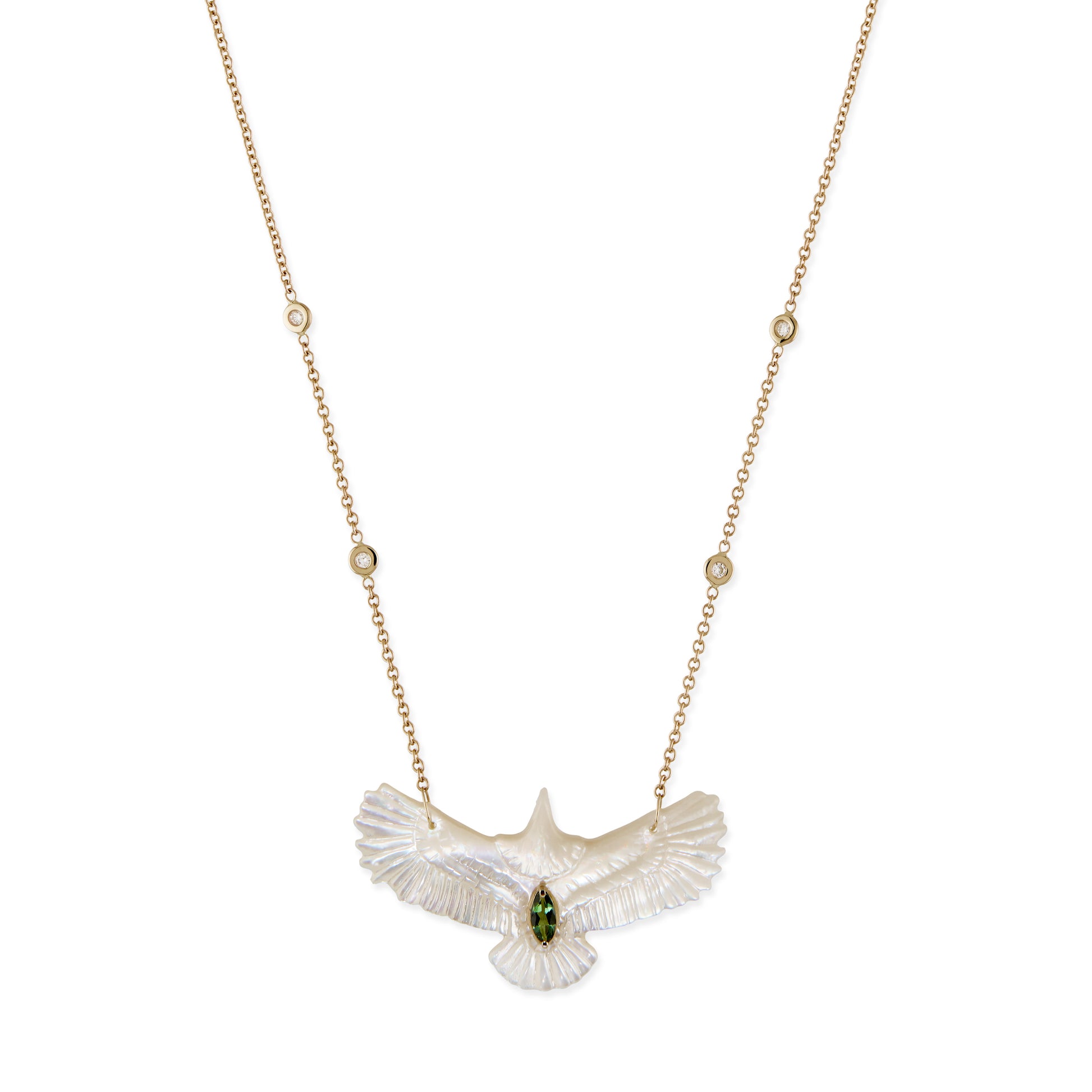 Gemstone Marquise Pearl Thunderbird Diamond Necklace