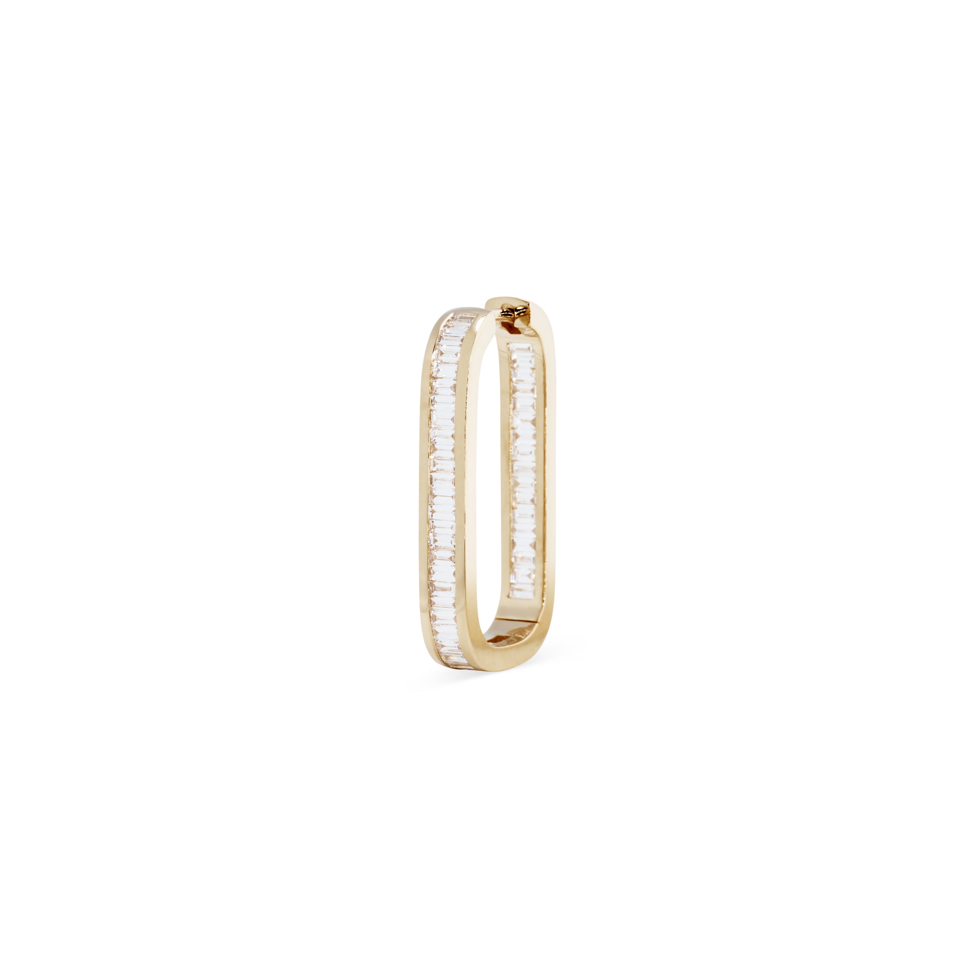 Large Rectangle Baguette Diamond Inside Out Mini Hoop