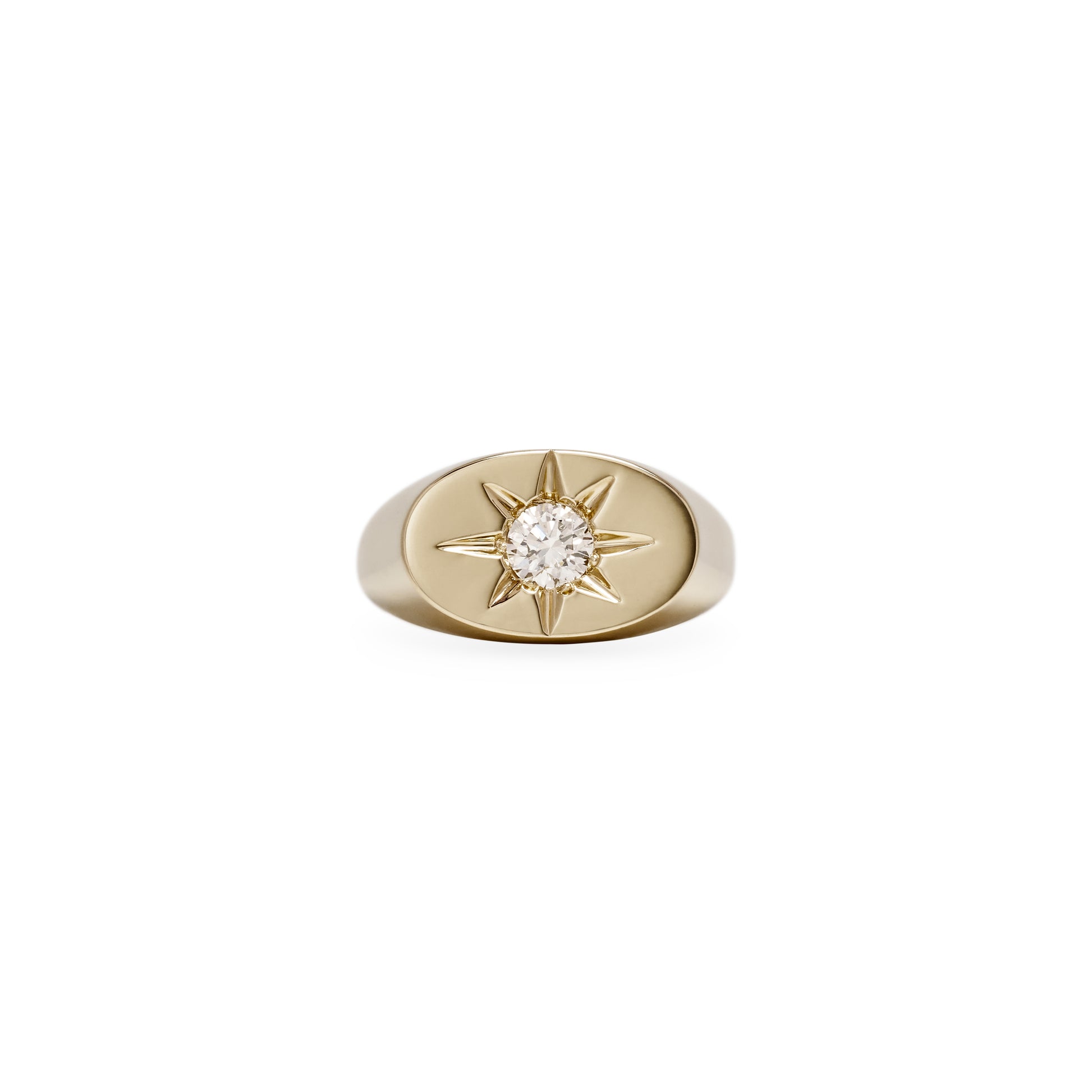 Diamond Starburst Oval Signet Ring