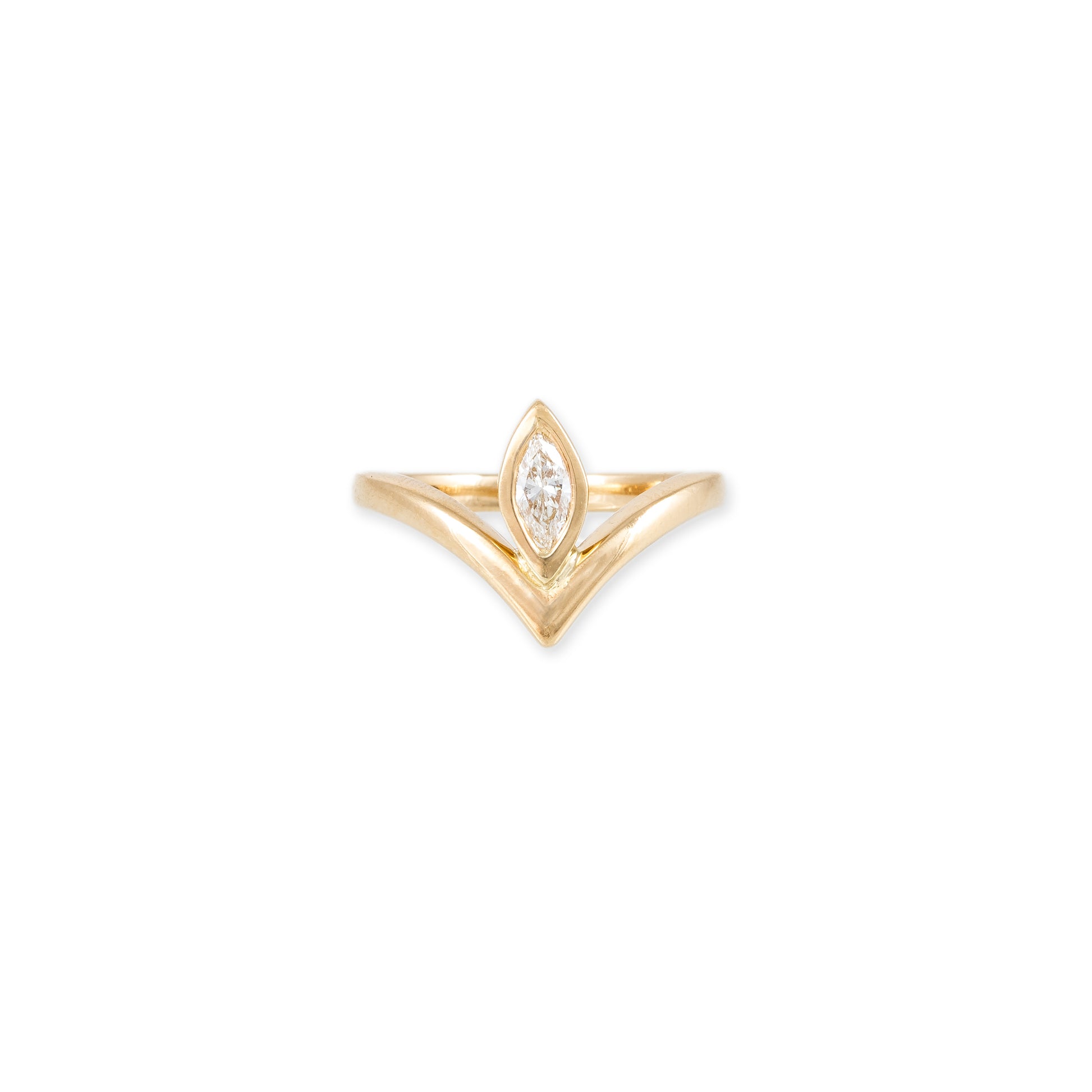 Large Marquise Diamond V Ring