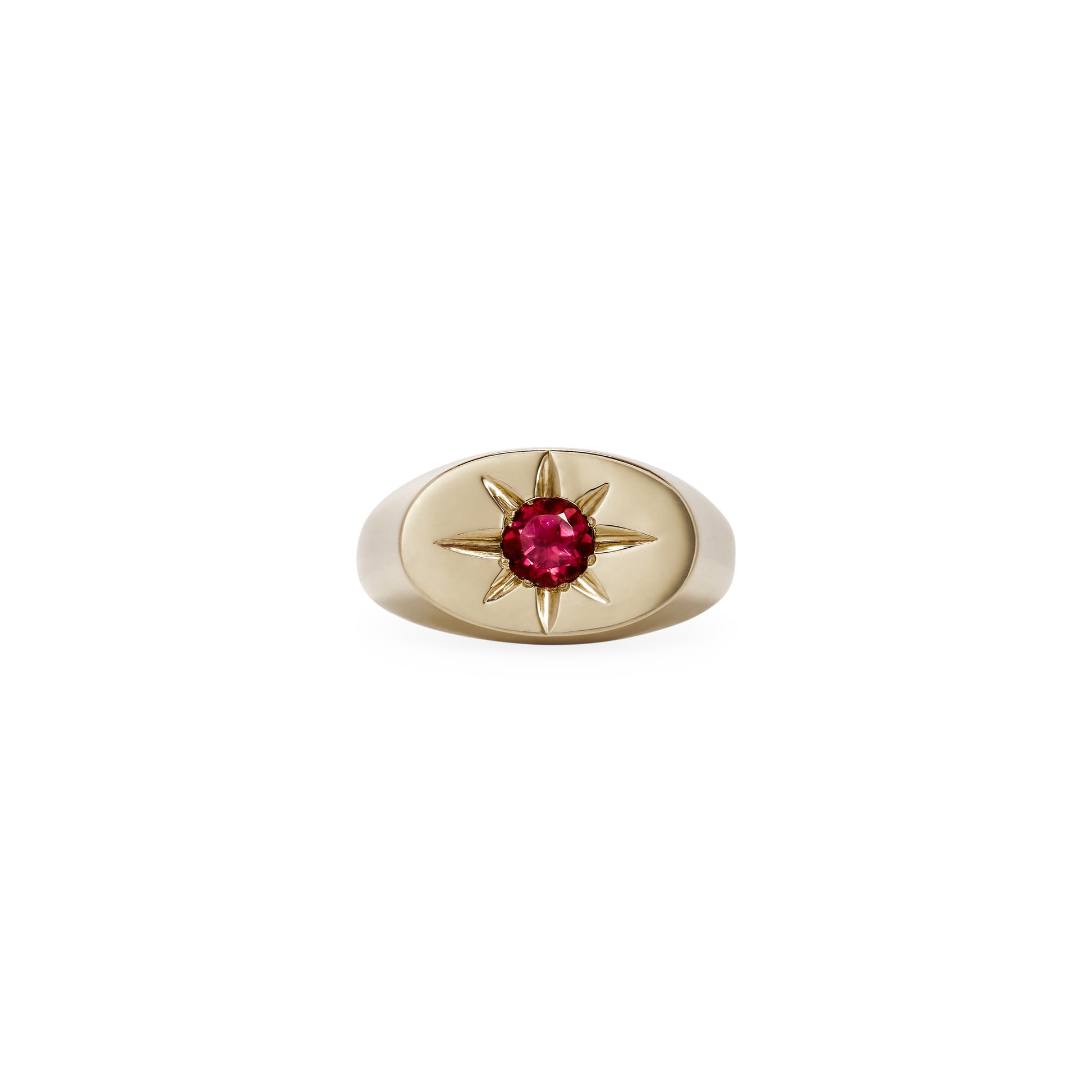 Pink Sapphire Starburst Oval Signet Ring