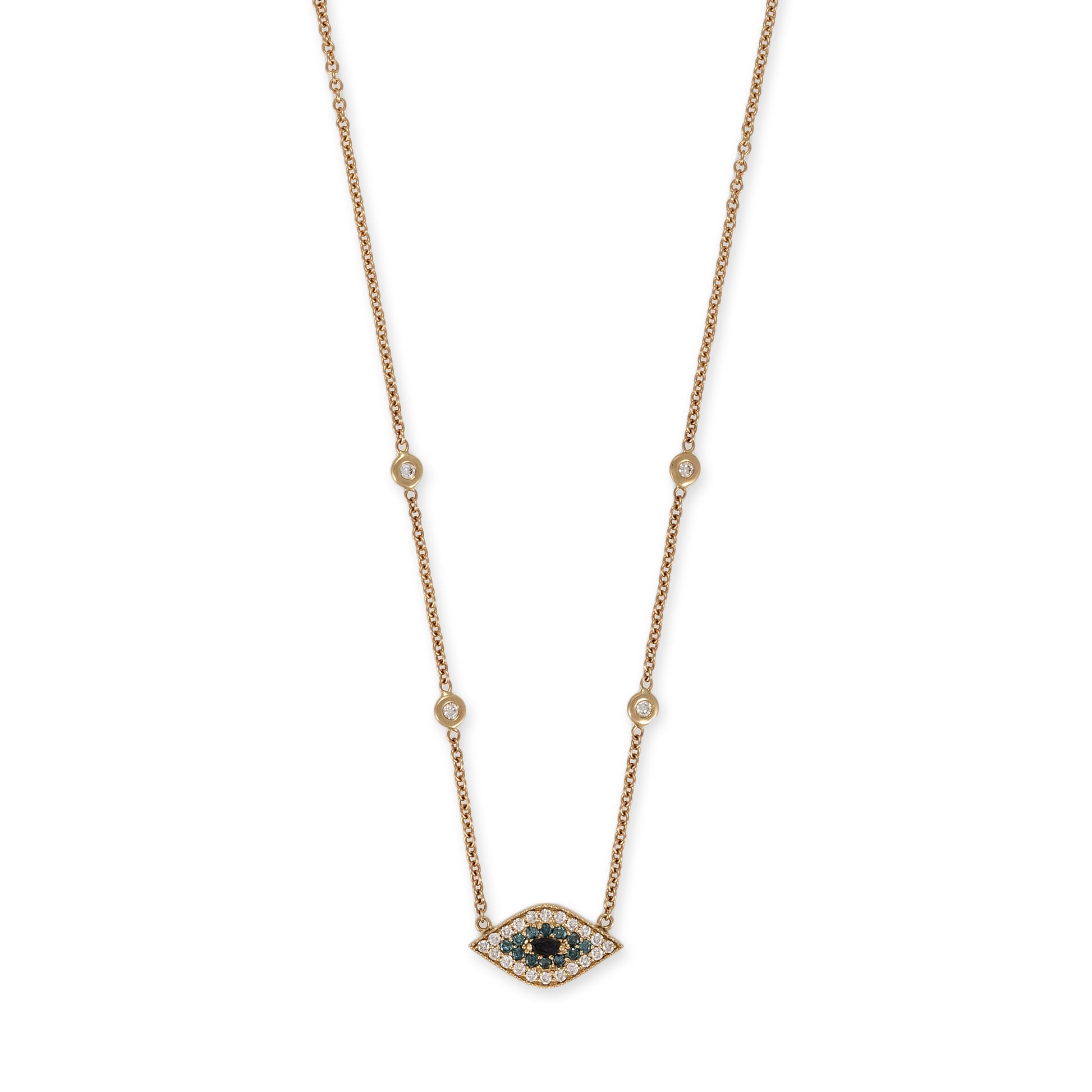 Blue and White Pavé + Marquise Black Diamond Eye Necklace