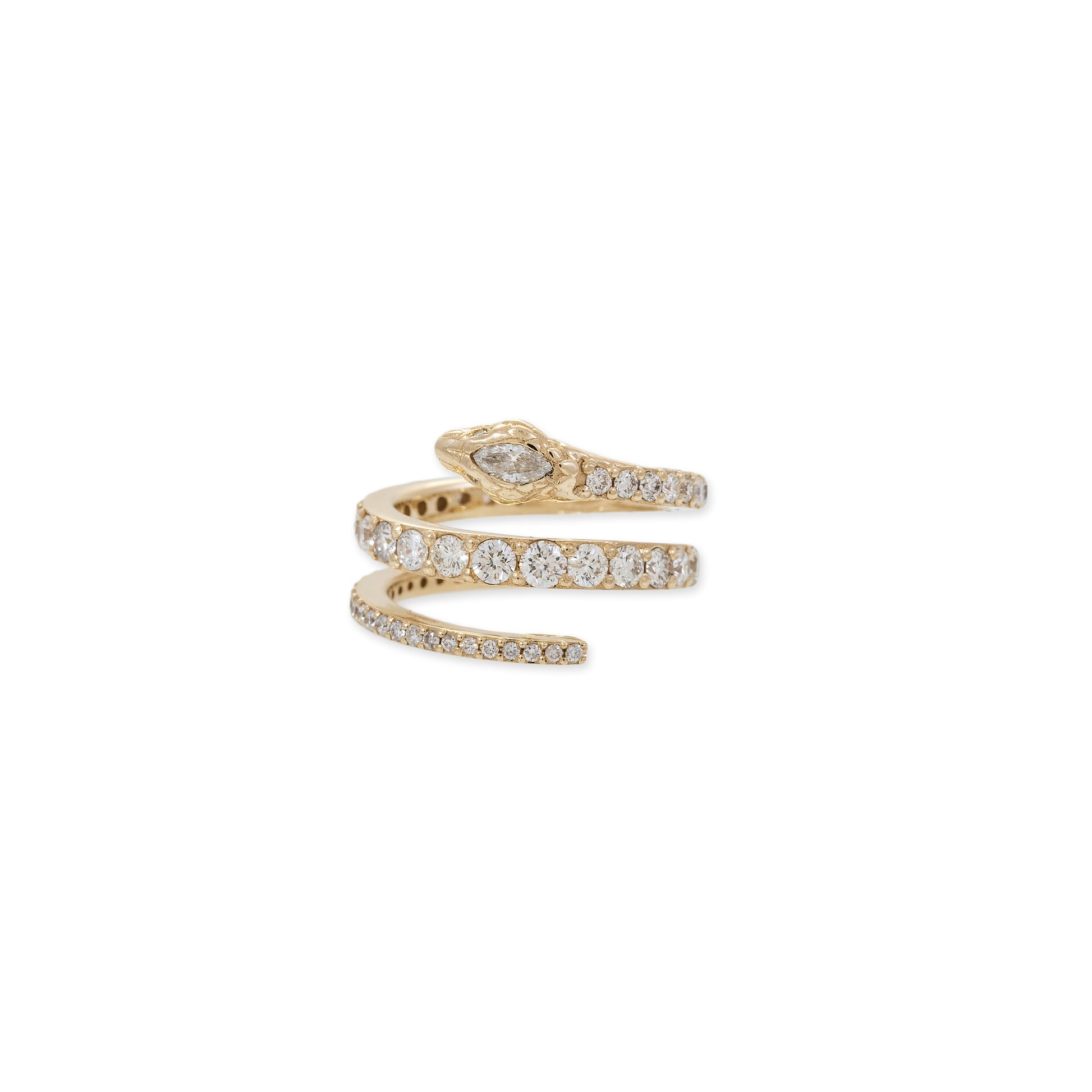 Marquise Diamond Head Graduated Pave Coil Snake Ring