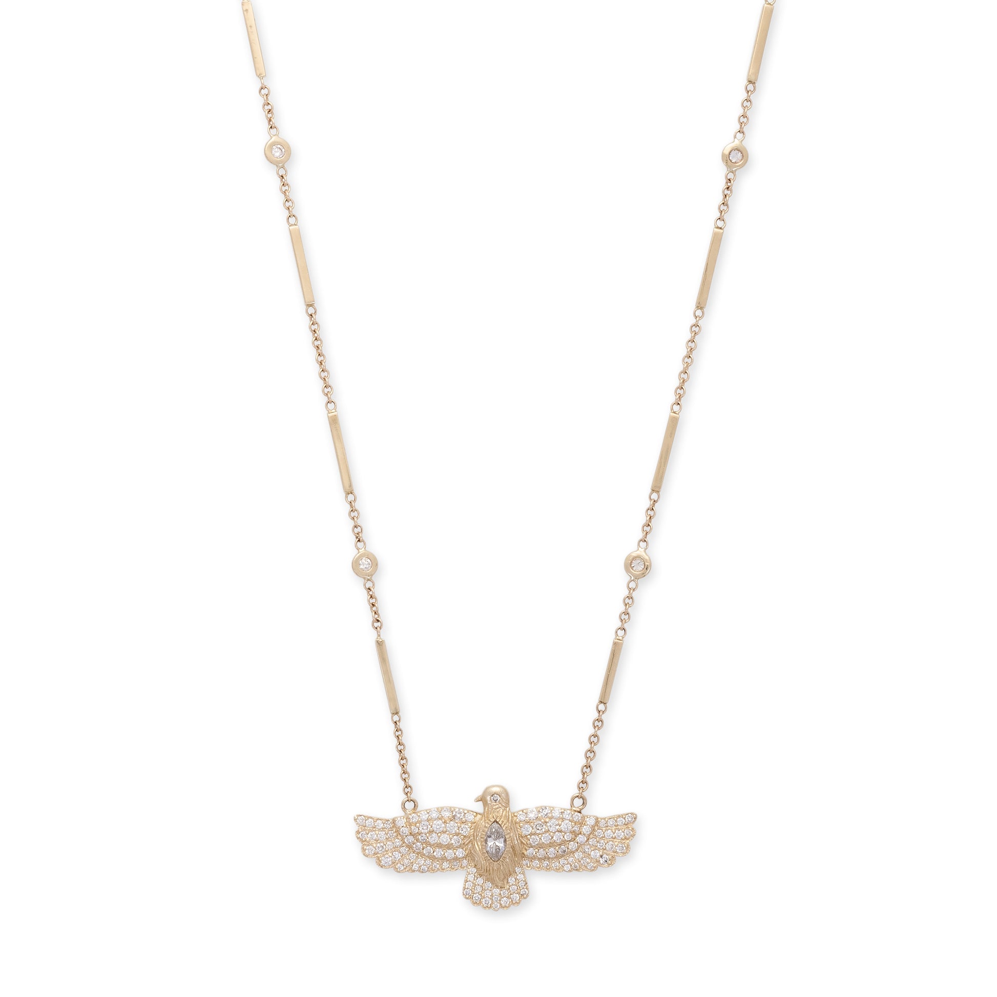 Medium Pavé Thunderbird Diamond Smooth Bar Necklace