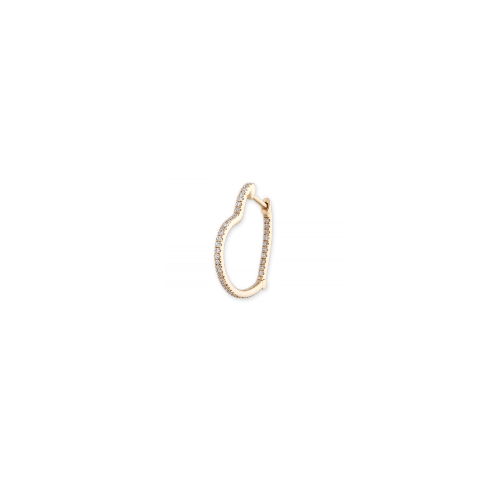 Medium Inside Out Pave Diamond Heart Shape Mini Hoop