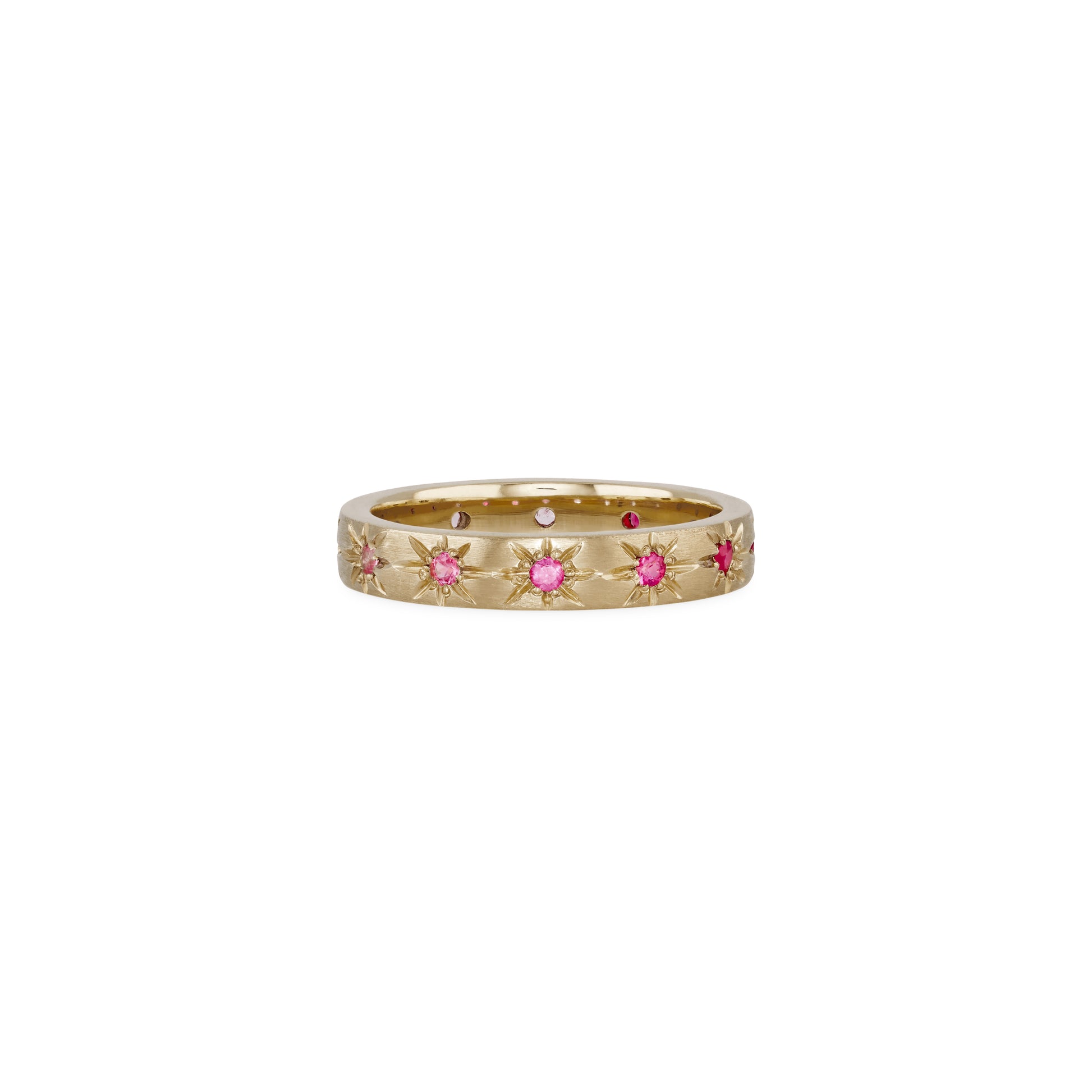 Ombré Pink Sapphire Starburst Eternity Band Ring