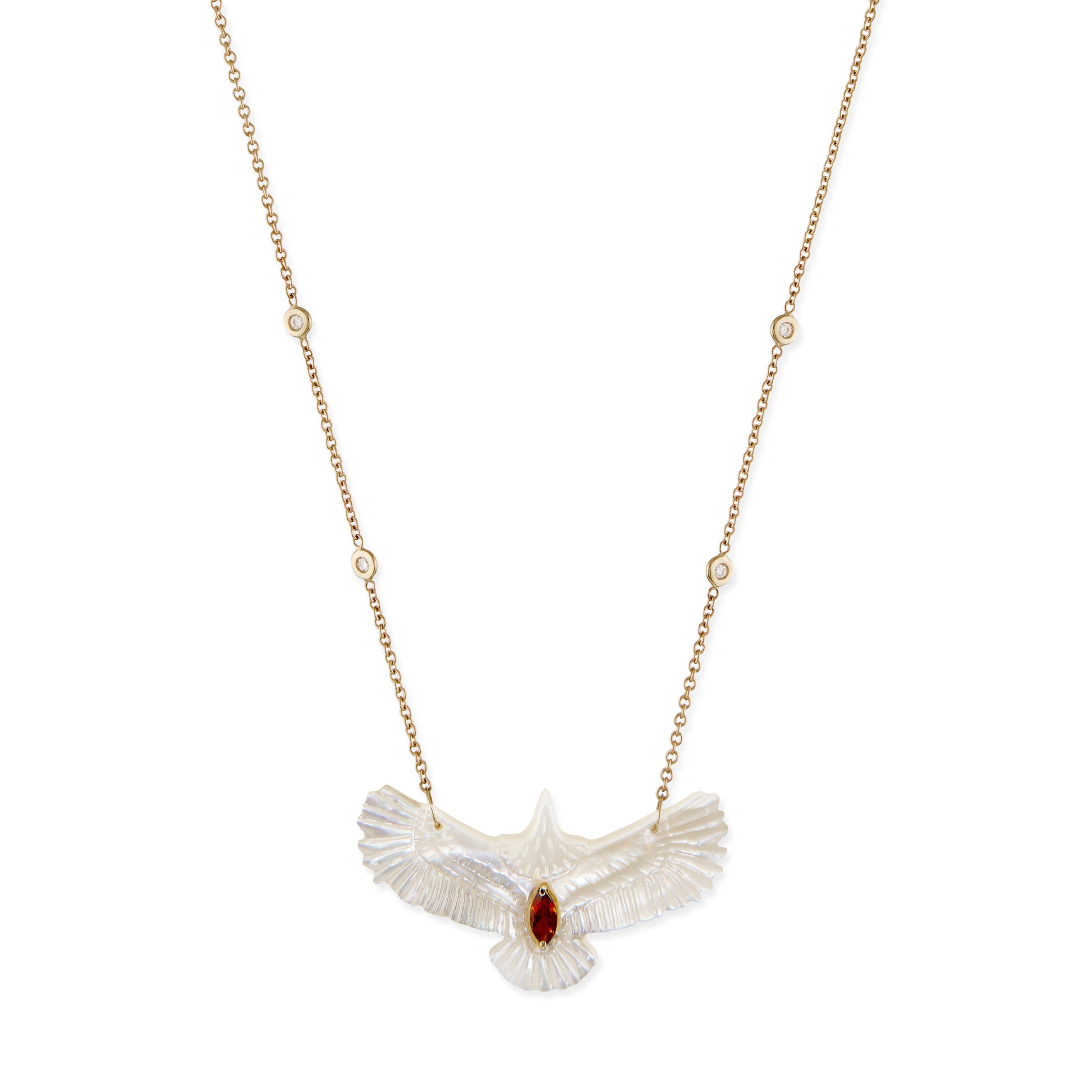 Gemstone Marquise Pearl Thunderbird Diamond Necklace