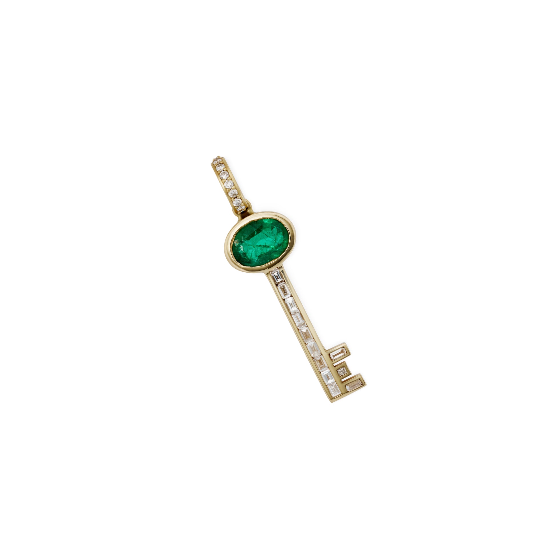 Emerald Baguette Diamond Key Charm