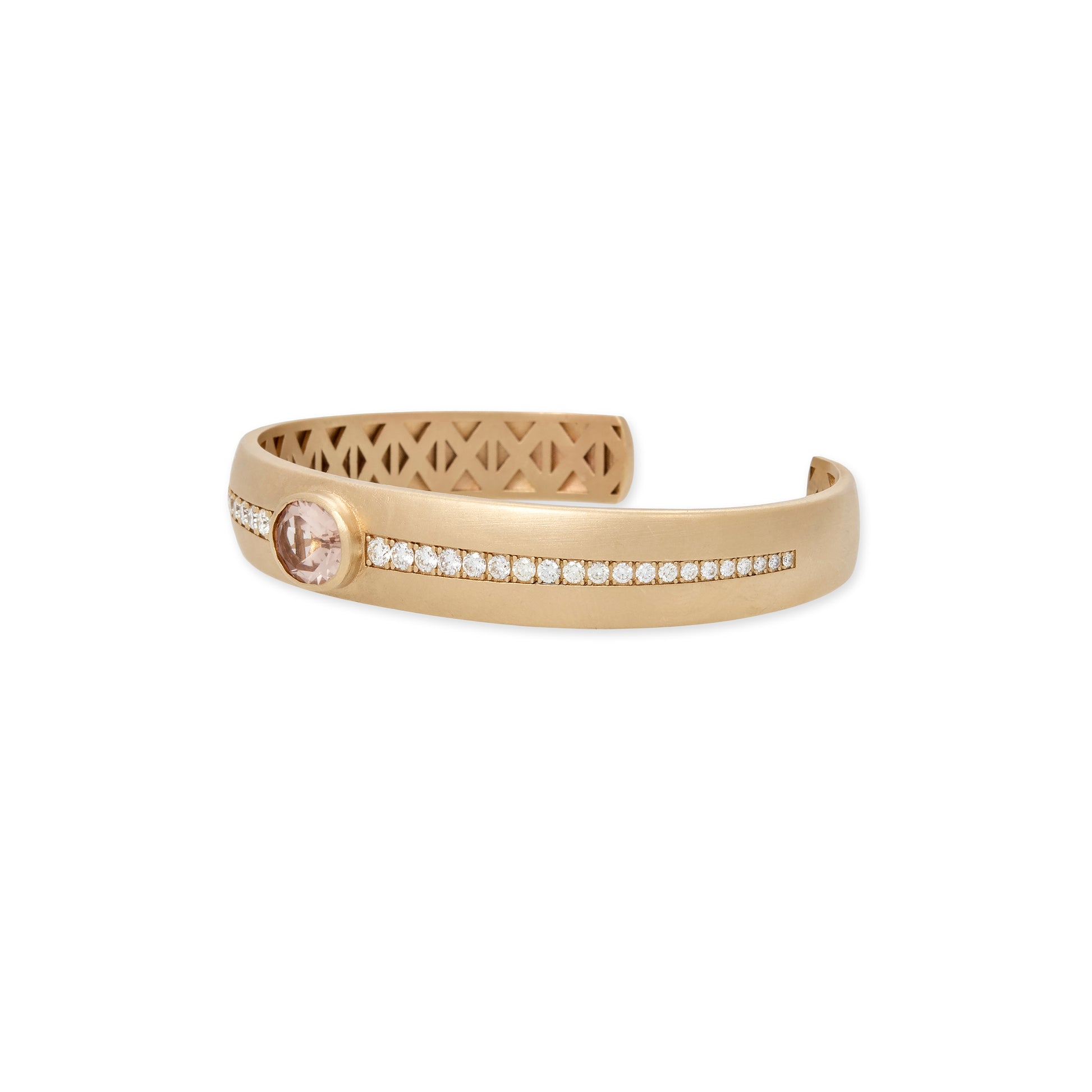 Oval Morganite Center + Graduated Pave Cuff