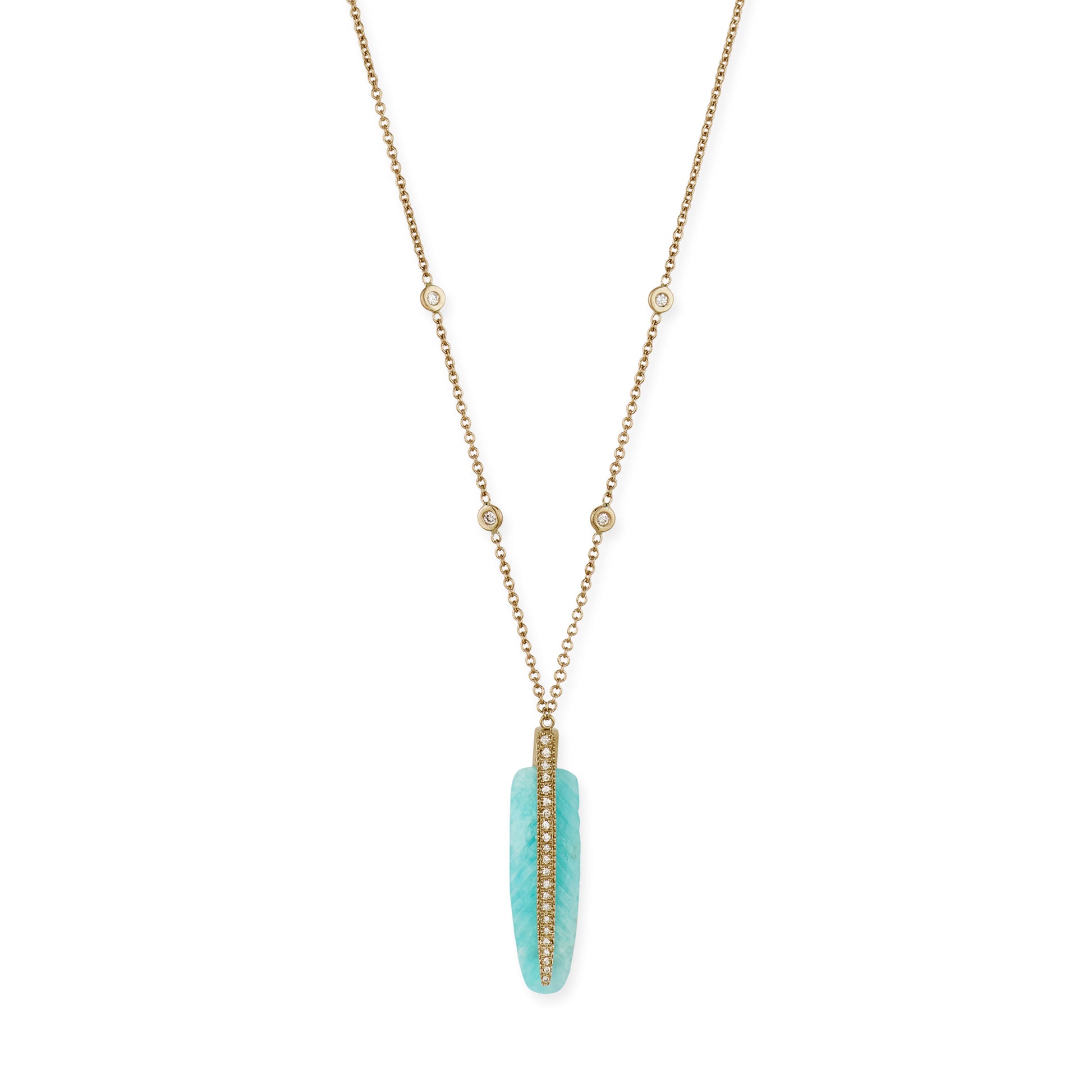 Pave Gemstone Feather Necklace