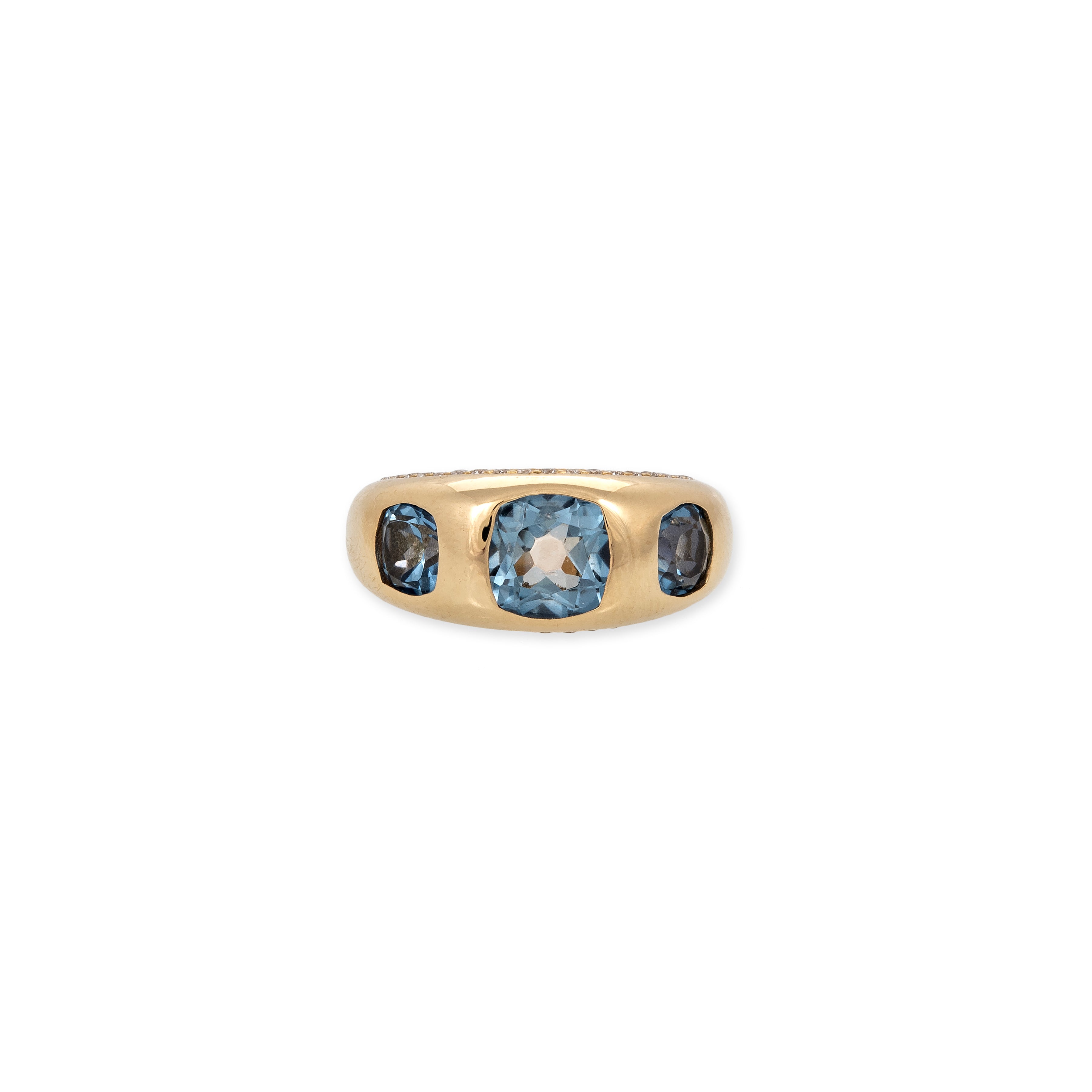 PAVE 3 BLUE COATED TOPAZ RING