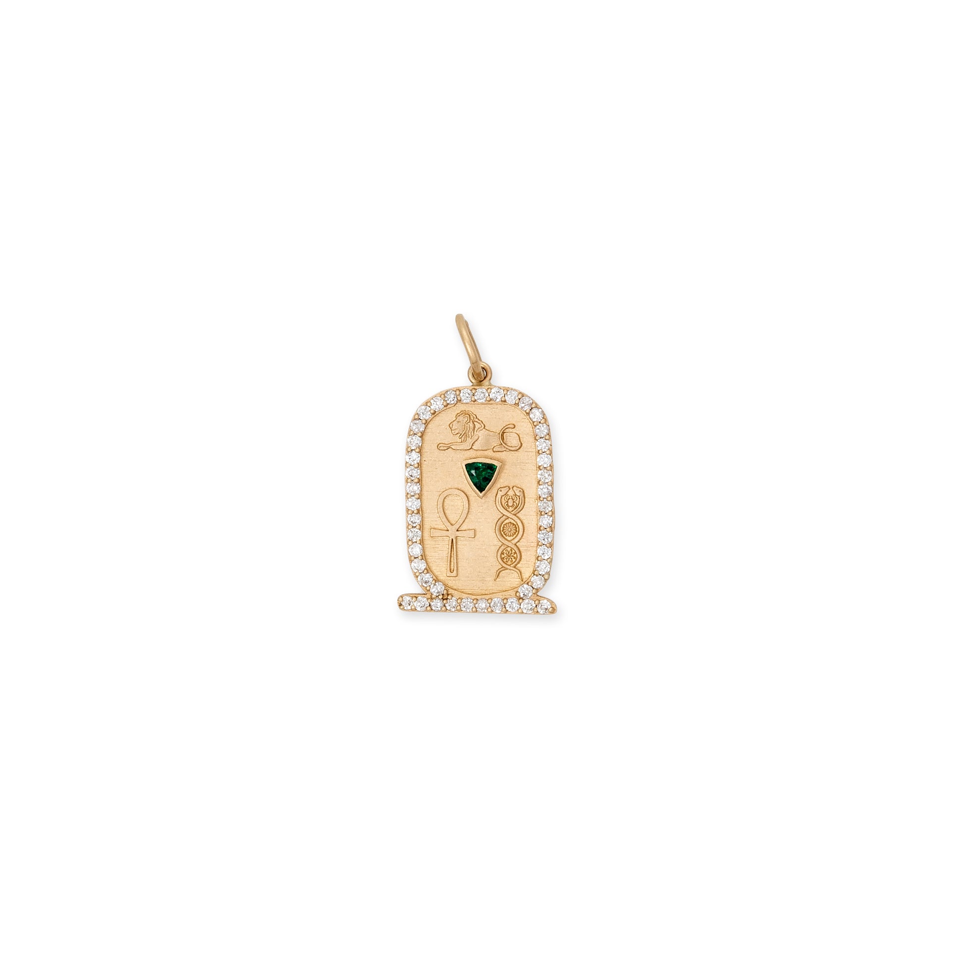 PAVE EMERALD TRILLION CARTOUCHE CHARM