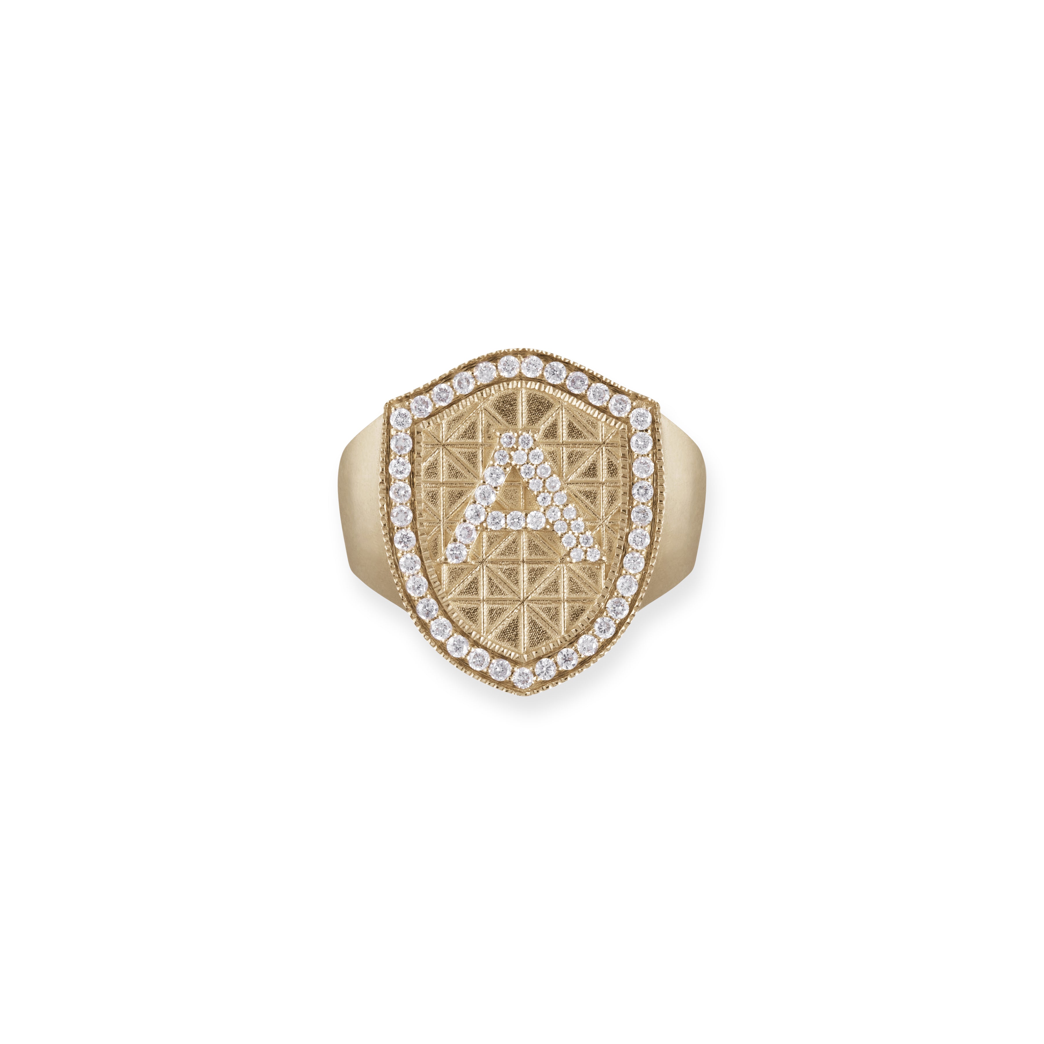 PAVE INITIAL GEOMETRIC SIGNET RING