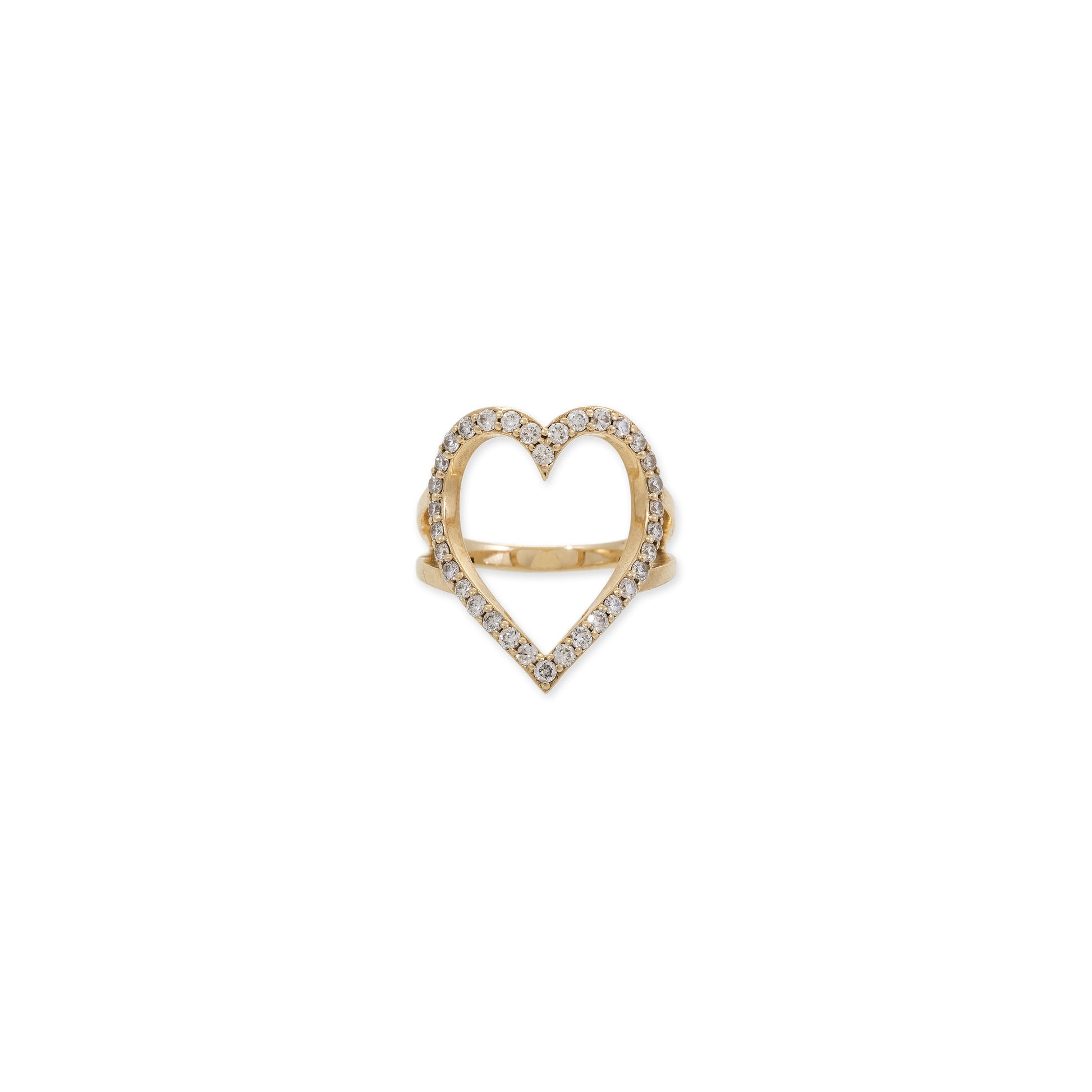 Pave Diamond Outline Heart Ring