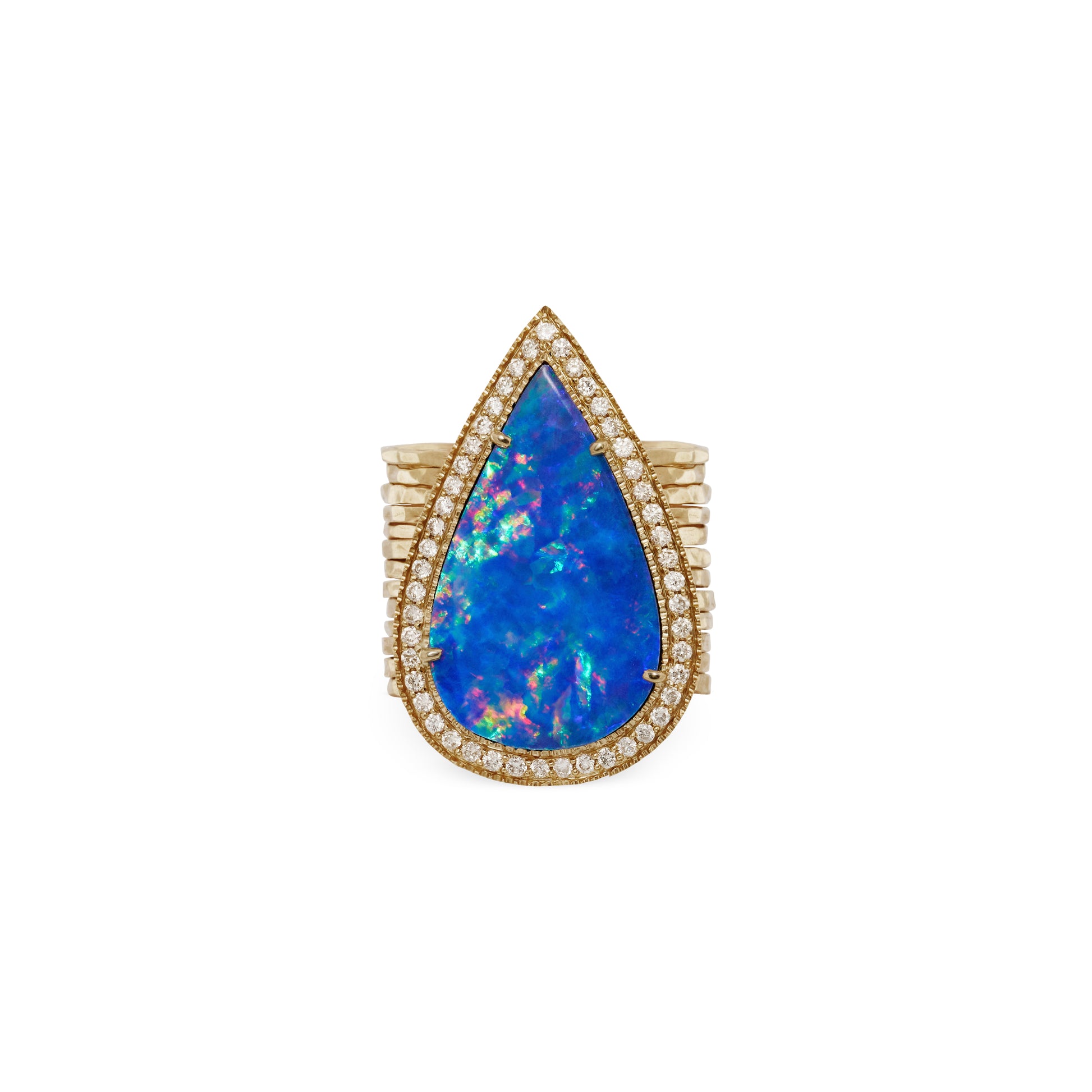 Pave Opal Teardrop Multi Waif Ring