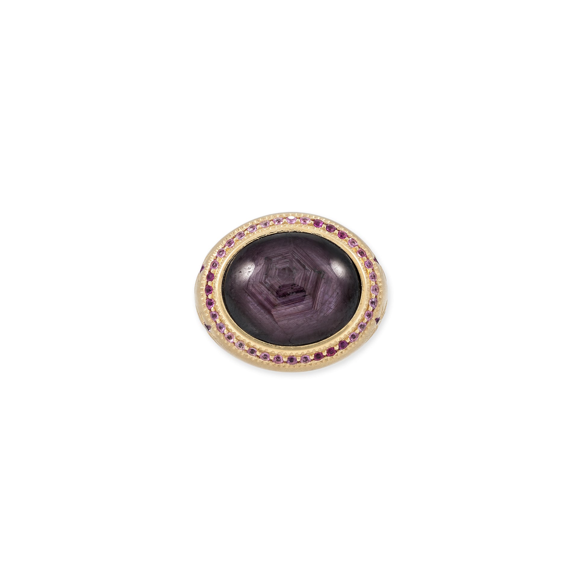 Ombre Sapphire Border + Star Ruby Starburst Ring