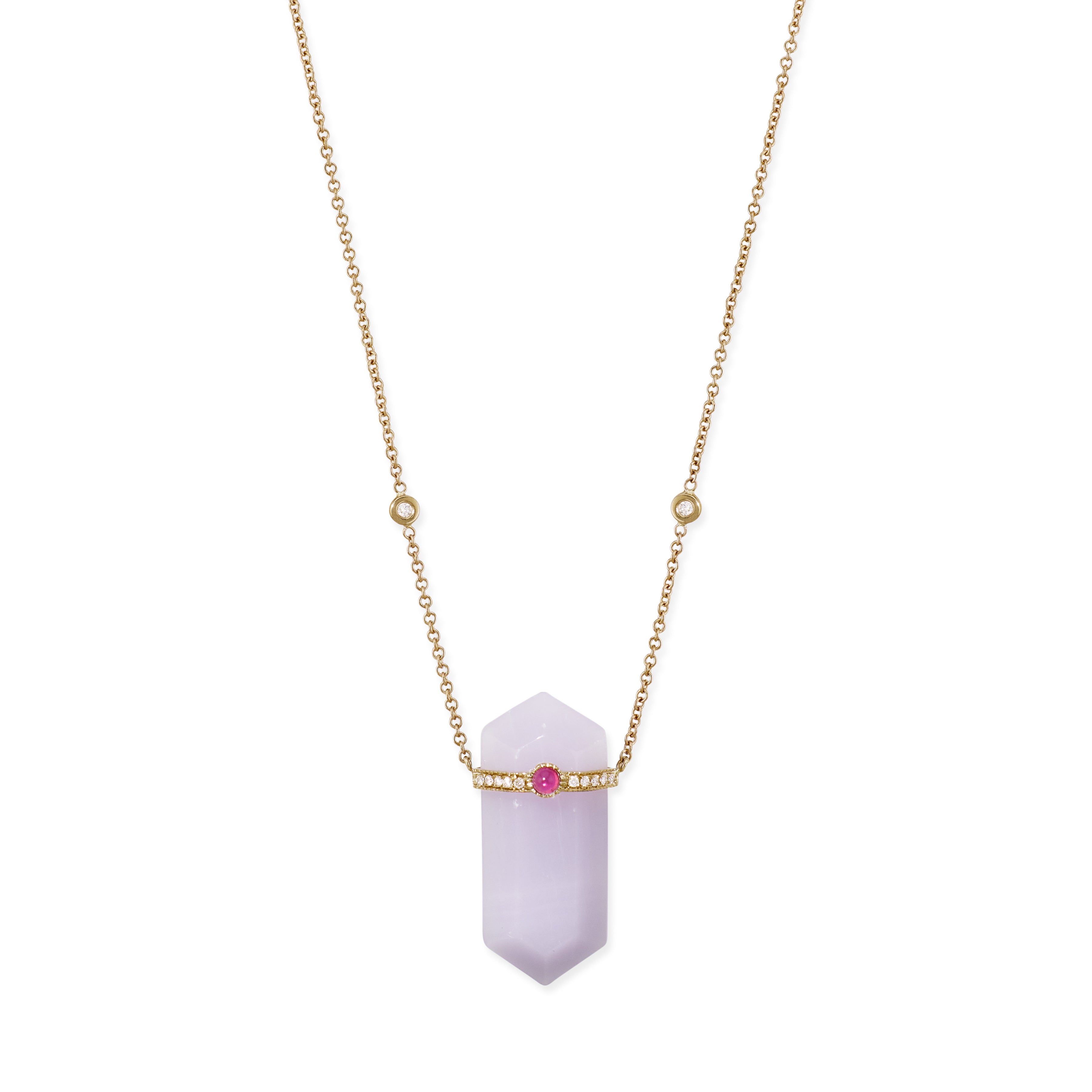 アクセサリー AINO Pave Tourmaline Cap + Chalcedony Double Point Necklace – Jacquie Aiche