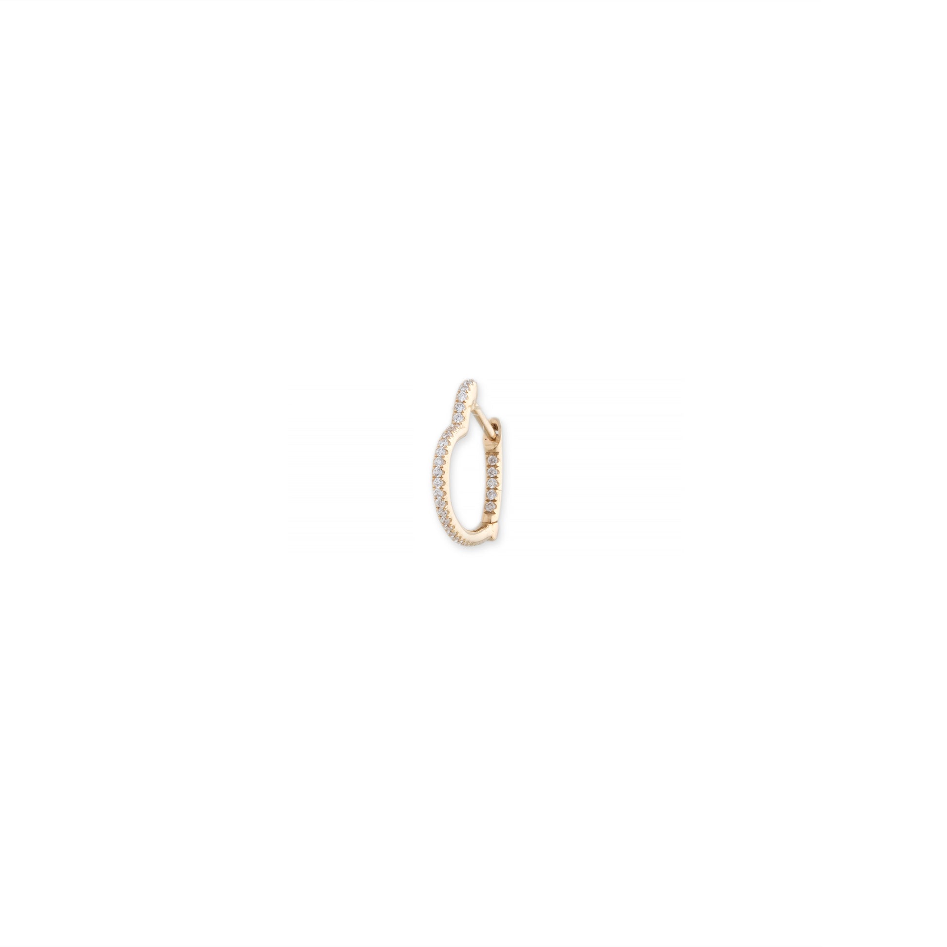Small Inside Out Pave Diamond Heart Shape Mini Hoop